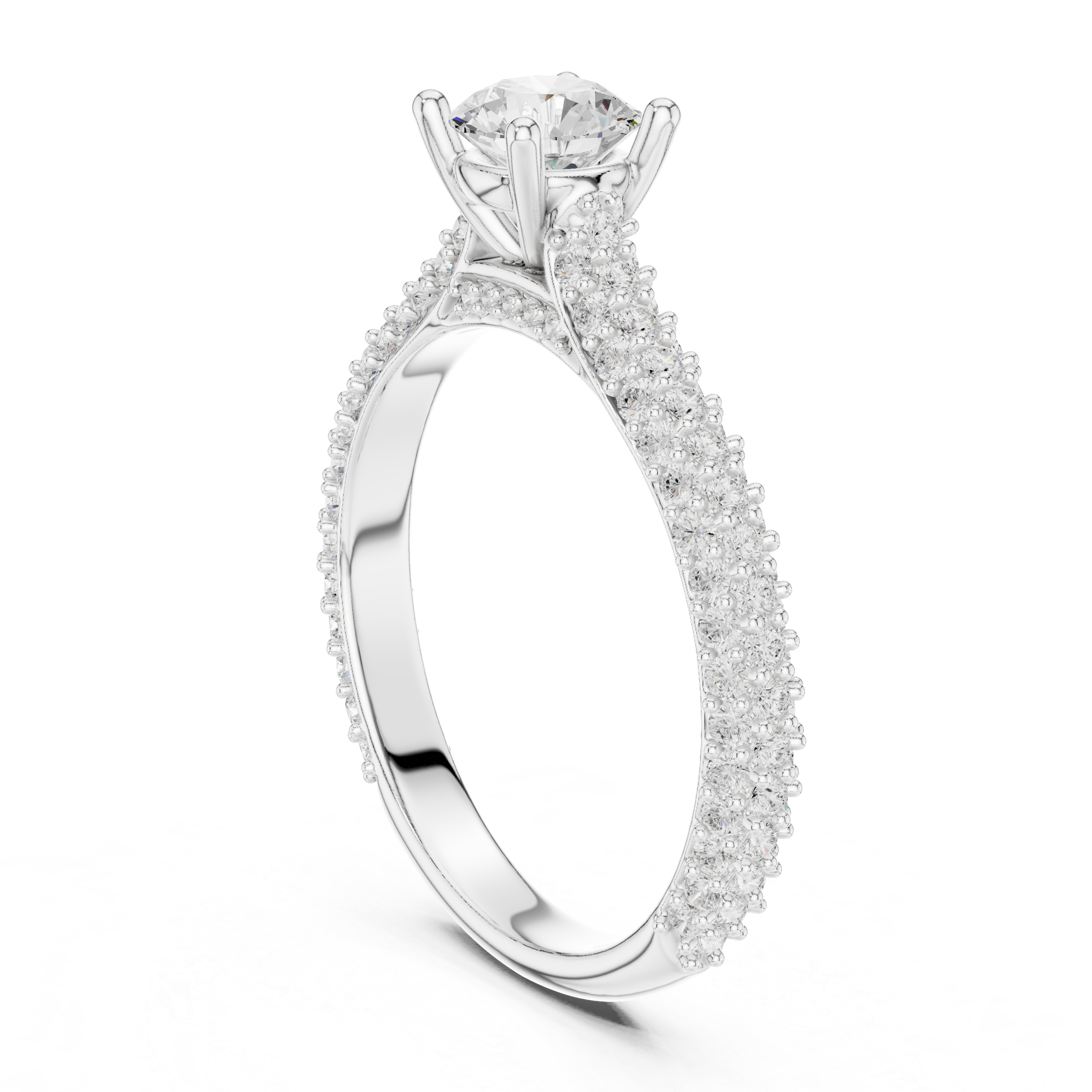Double Pavé Swirl Diamond Engagement Ring
