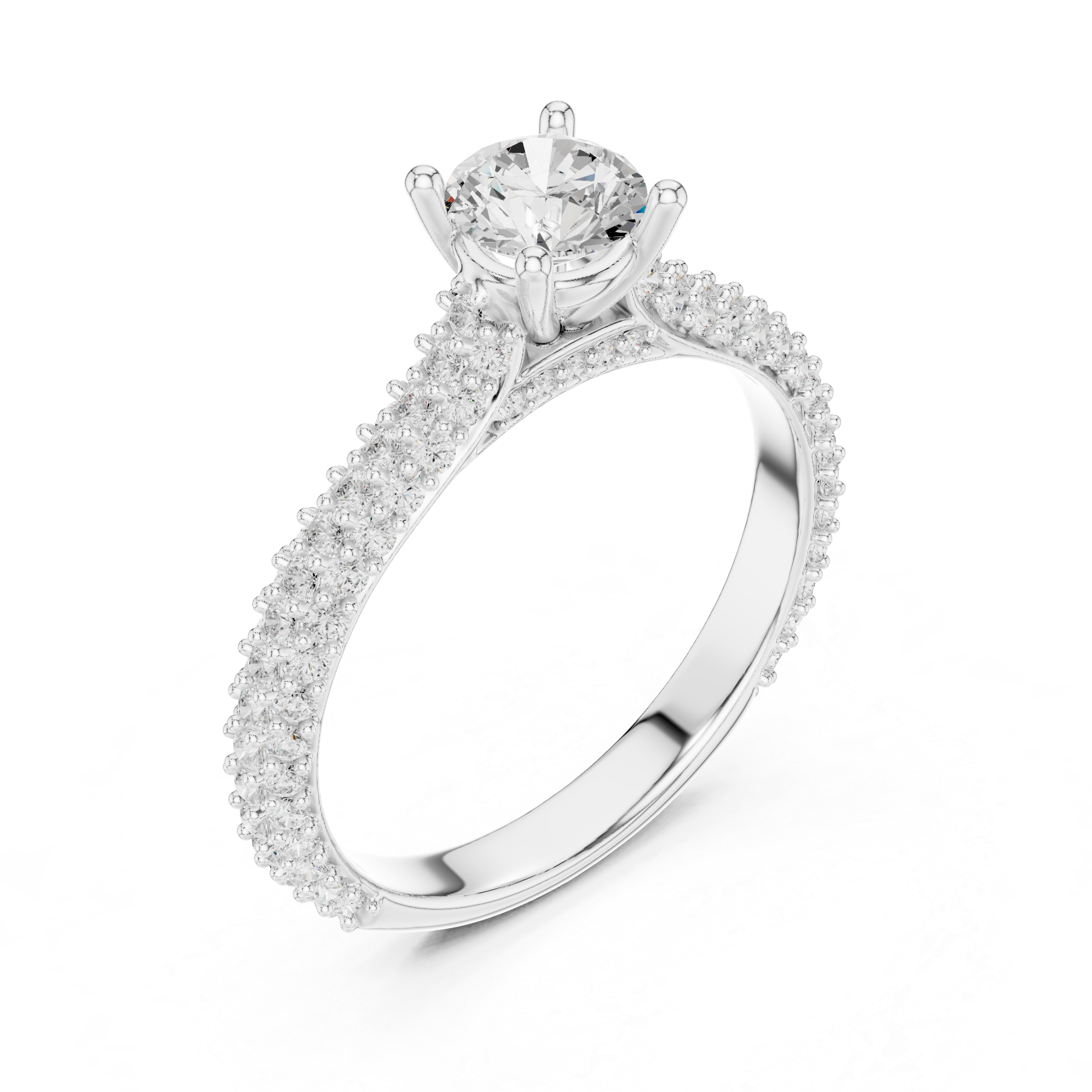 Double Pavé Swirl Diamond Engagement Ring