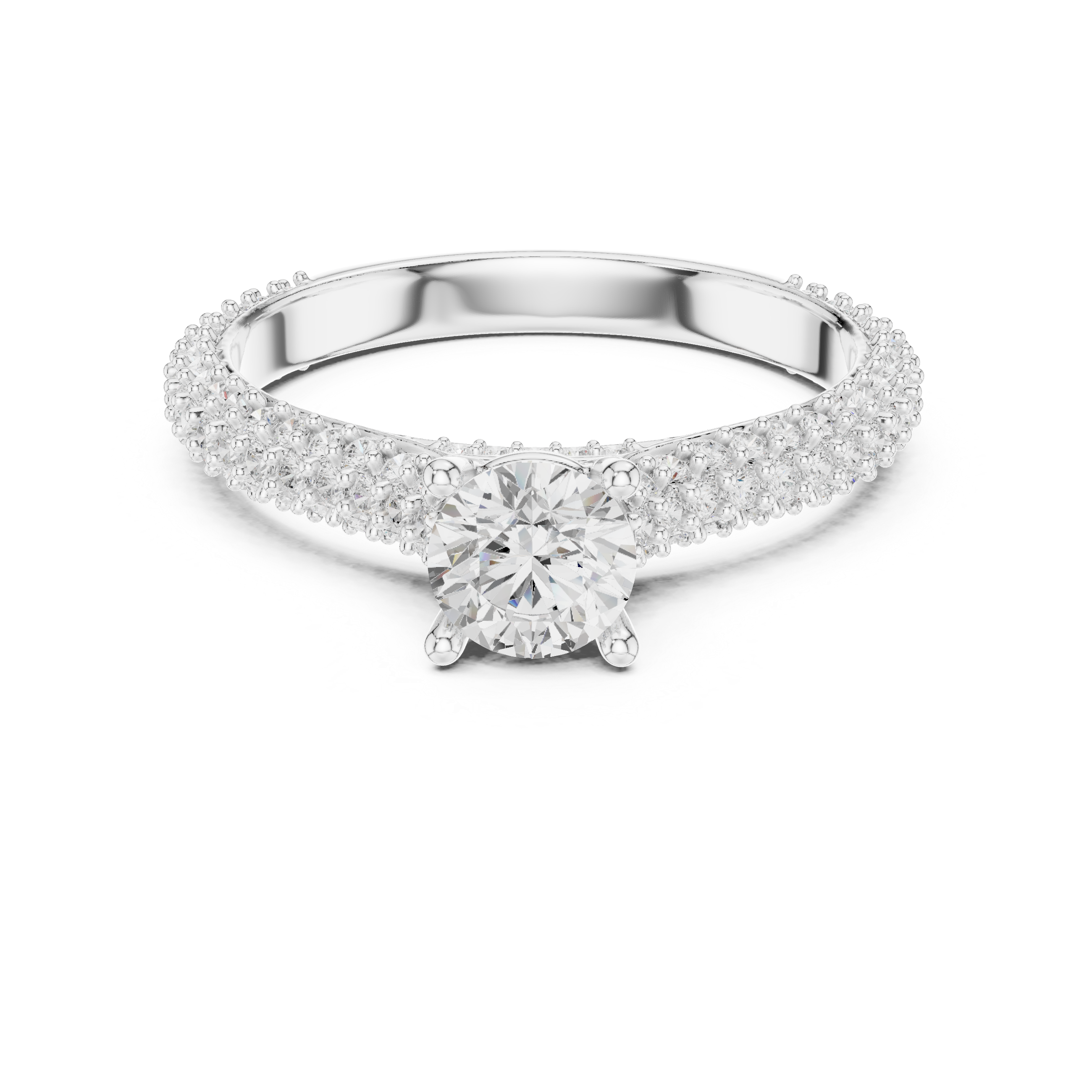 Double Pavé Swirl Diamond Engagement Ring