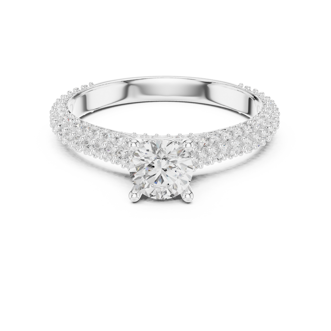 Double Pavé Swirl Diamond Engagement Ring