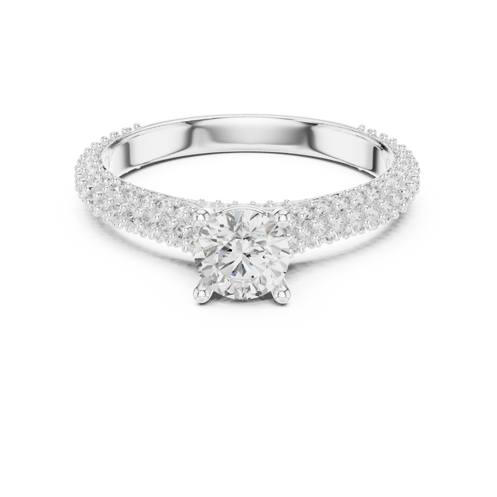 Double Pavé Swirl Diamond Engagement Ring