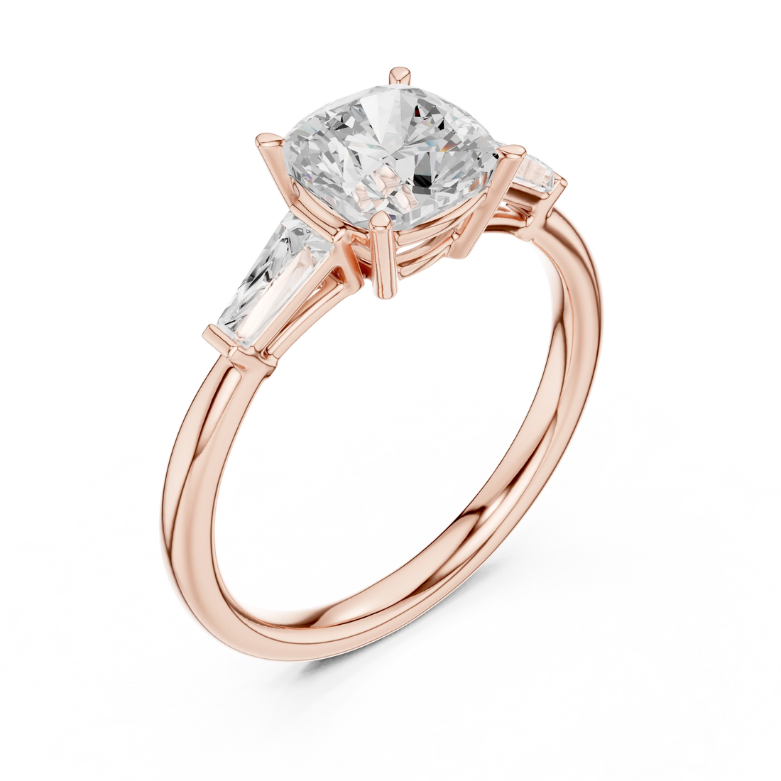 Front view of rose gold luminous crown cushion diamond ring with lab-grown diamond – Australia