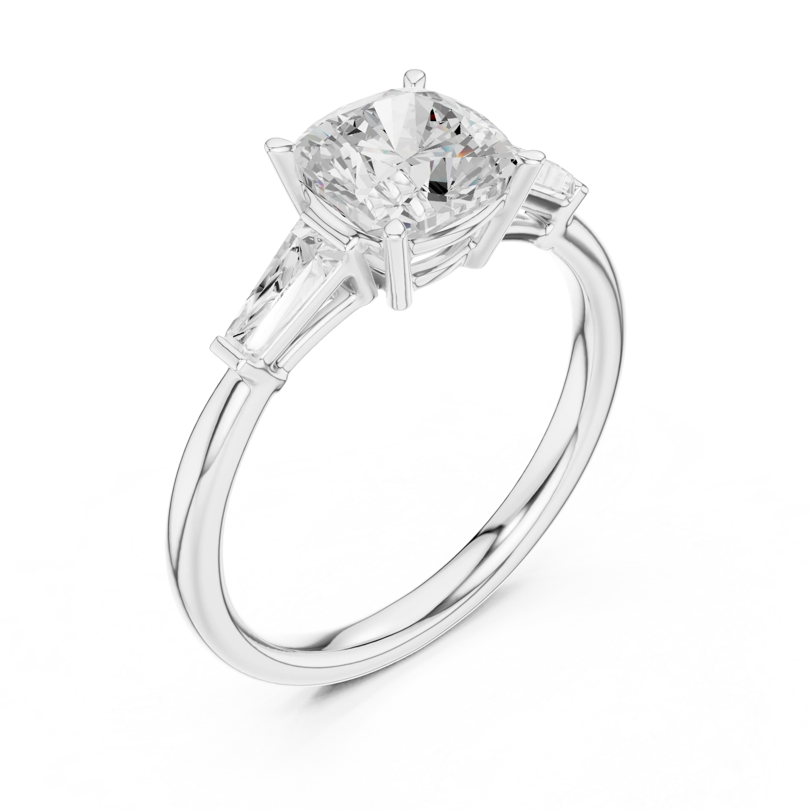 Front side view of white gold luminous crown cushion diamond ring with lab-grown diamond – Australia