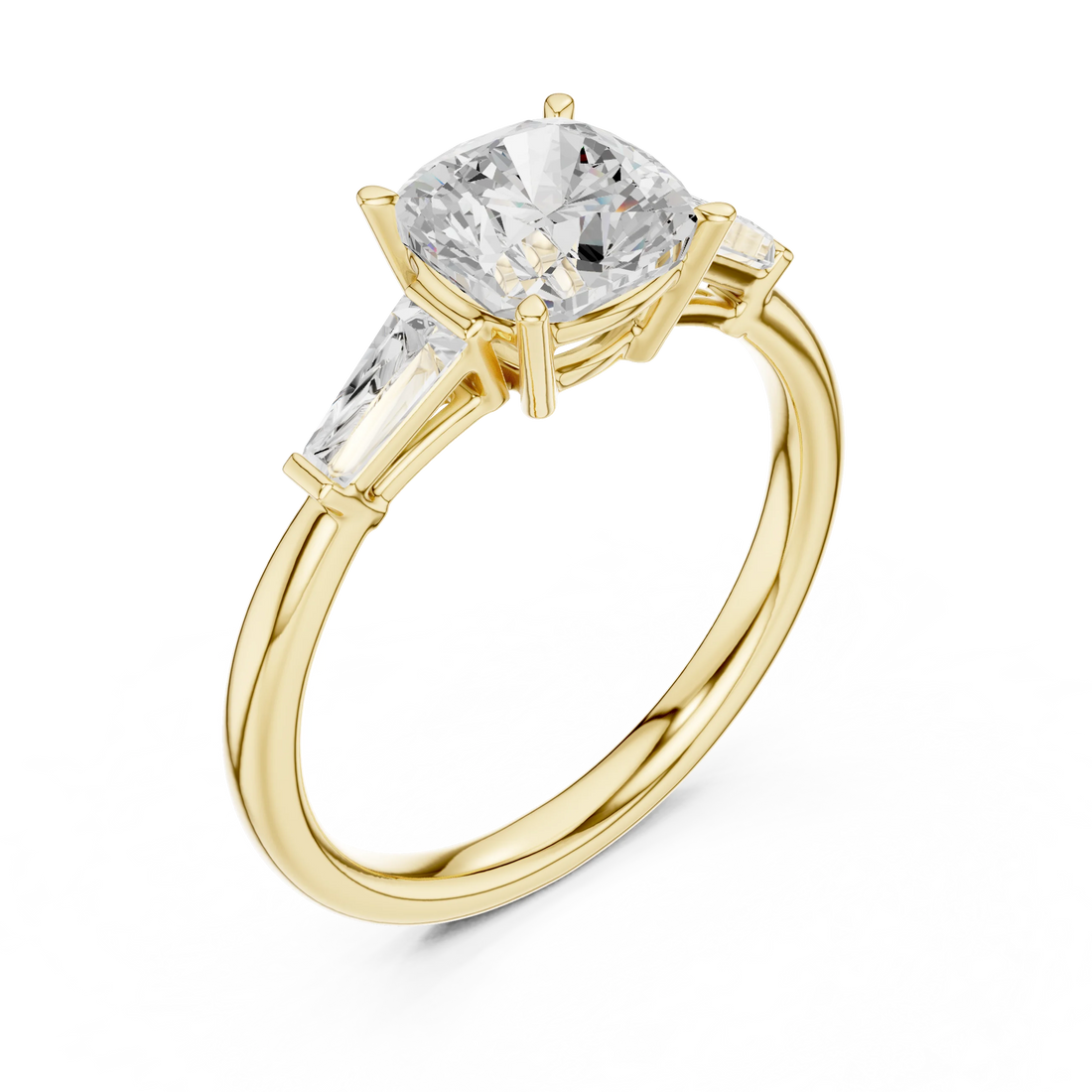 Front view of yellow gold luminous crown cushion diamond ring with lab-grown diamond – Australia