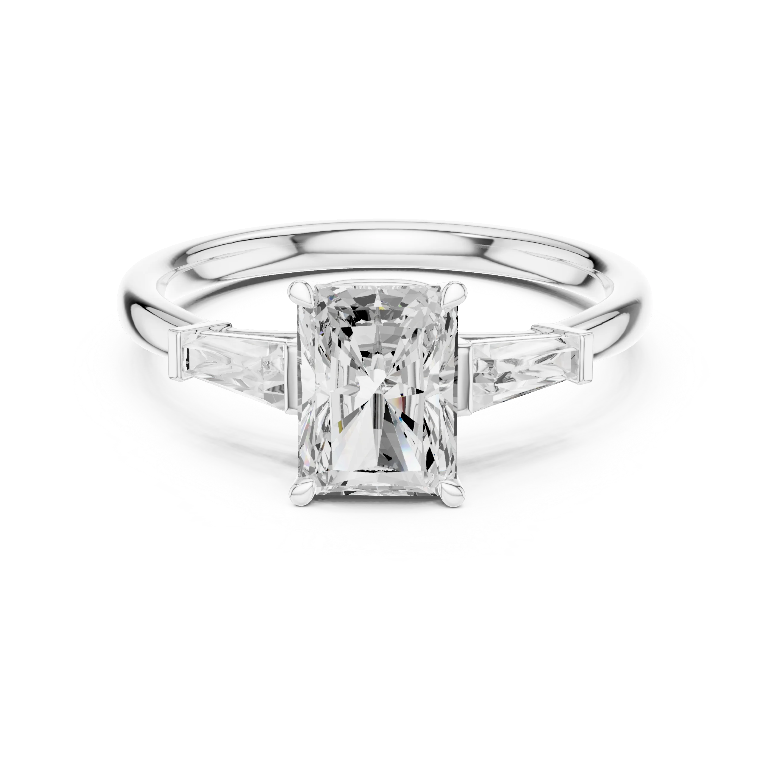 Majestic radiant three stone diamond ring in white gold with lab-grown diamonds – Australia
