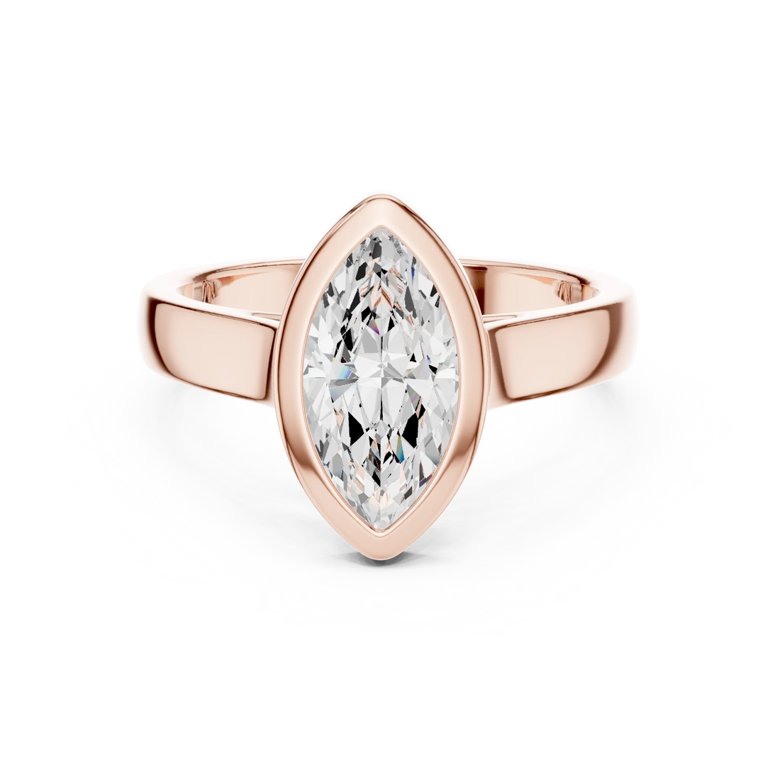 Marquise bezel solitaire ring in rose gold with lab-grown diamond – Australia
