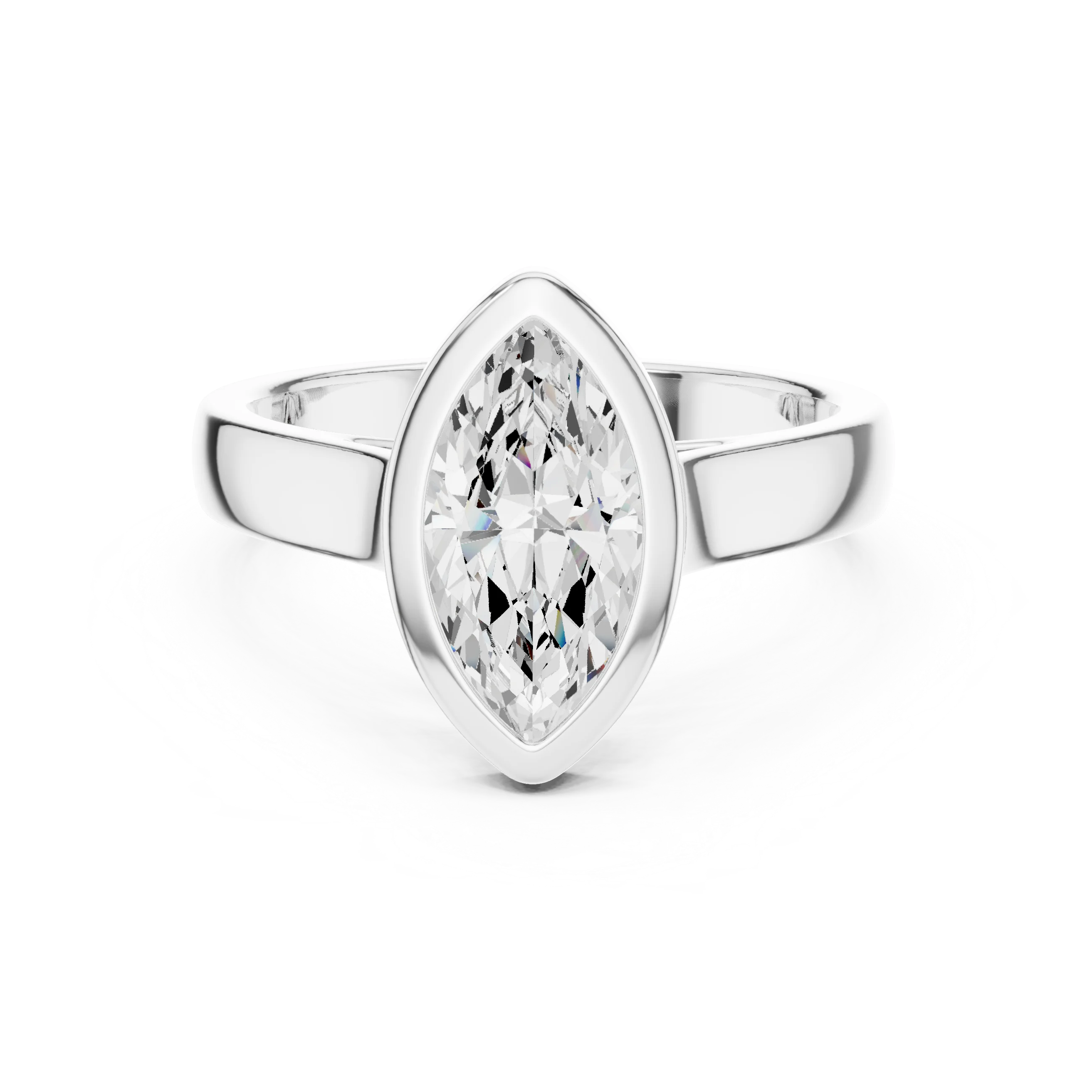 Marquise bezel solitaire ring in white gold with lab-grown diamond – Australia