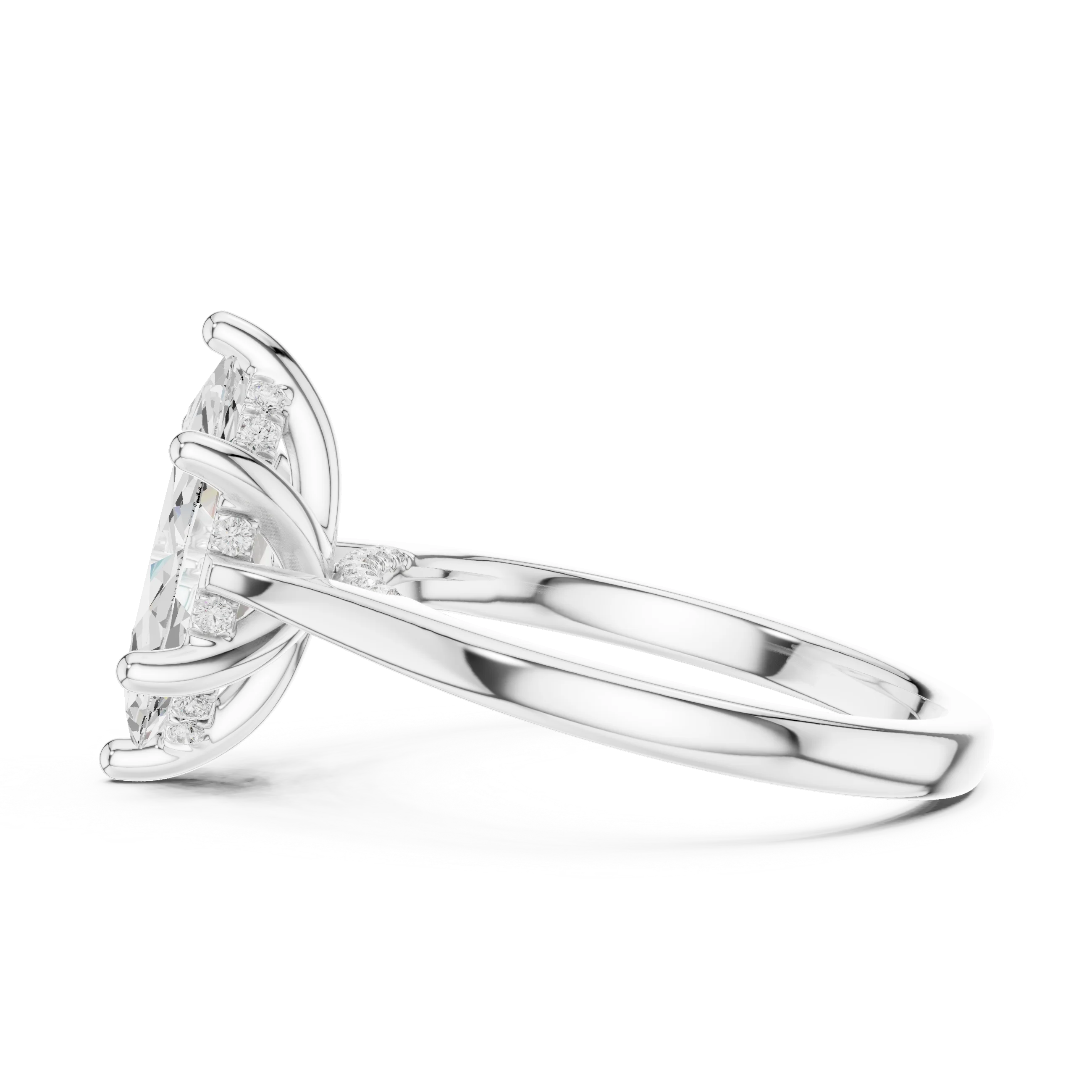 Marquise solitaire ring in yellow gold with plain domed band and lab-grown diamond – Australia