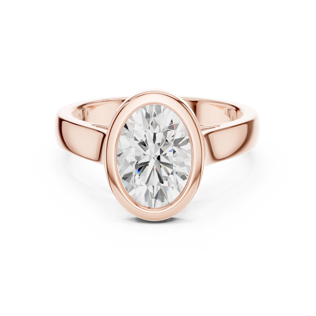 Oval bezel solitaire ring in rose gold with lab-grown diamond – Australia