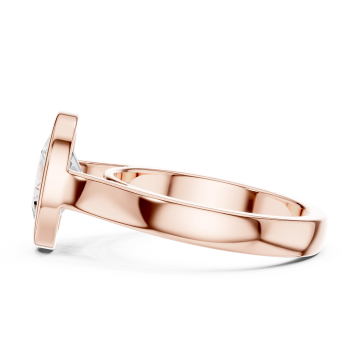 Side view of rose gold oval bezel solitaire ring with lab-grown diamond – Australia