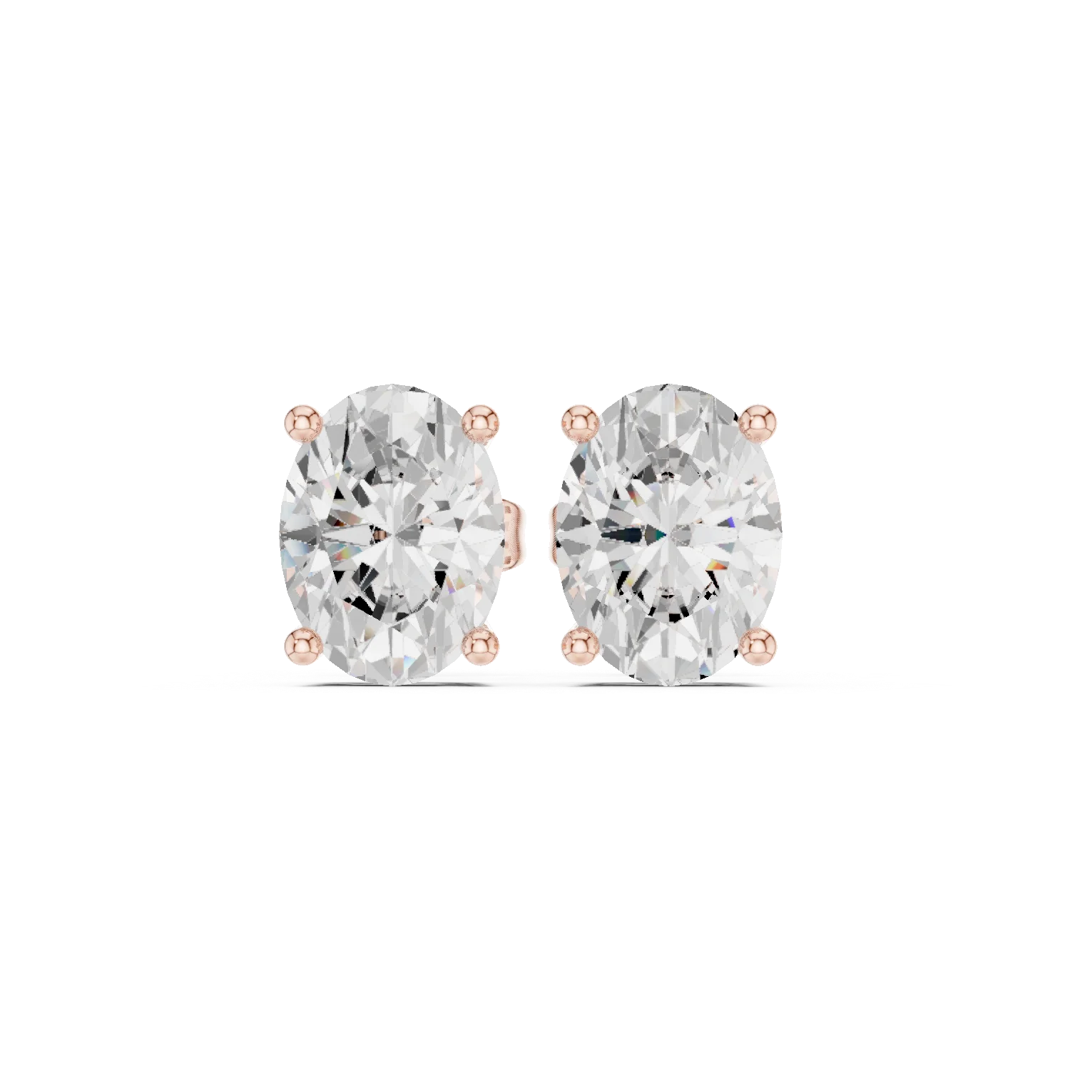 Oval cut lab grown diamond stud earrings in rose gold by Diamonds for Everyone Australia