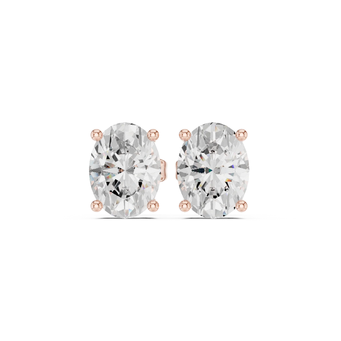 Oval cut lab grown diamond stud earrings in rose gold by Diamonds for Everyone Australia