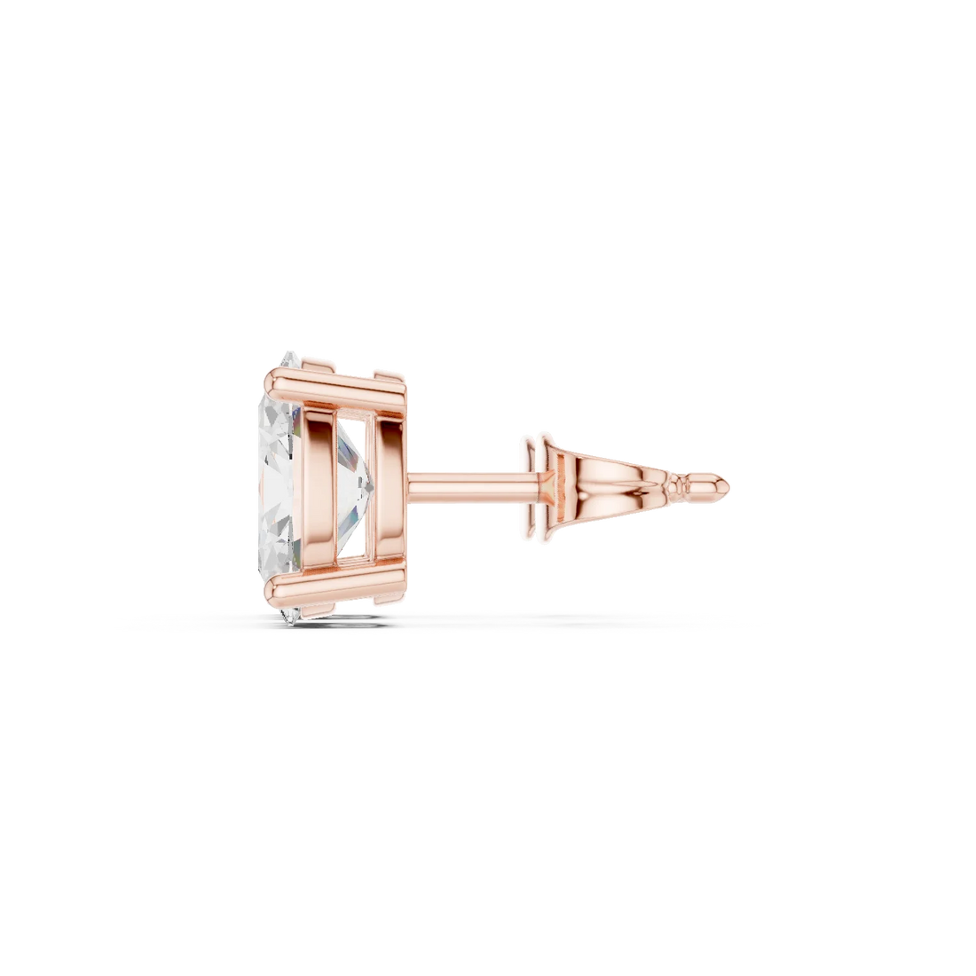 Oval cut lab grown diamond stud earrings in rose gold side view by Diamonds for Everyone Australia