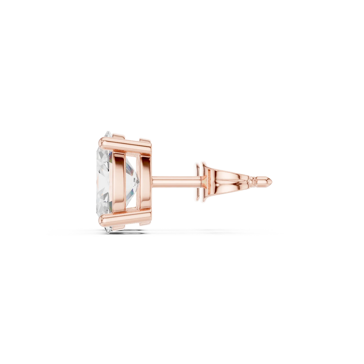 Oval cut lab grown diamond stud earrings in rose gold side view by Diamonds for Everyone Australia