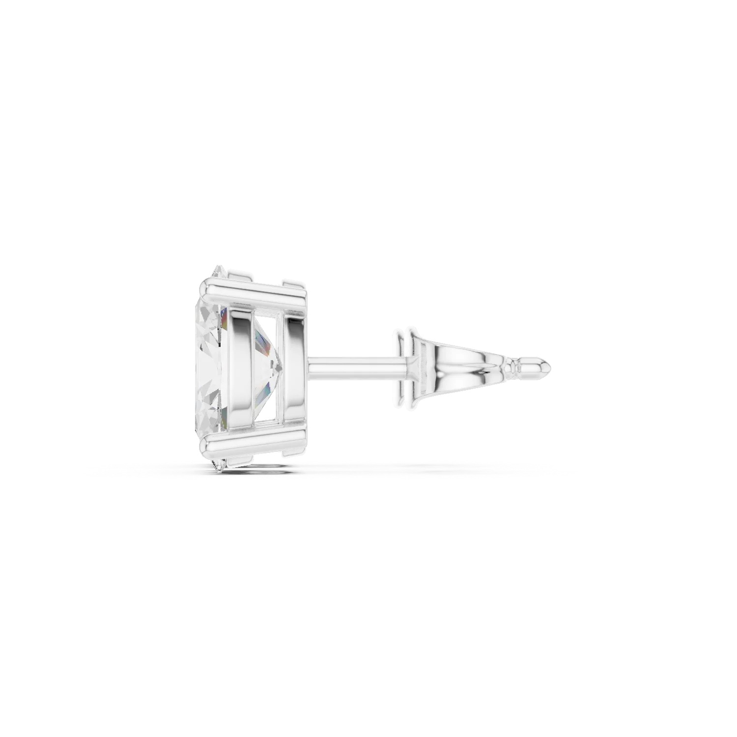 Oval cut Diamond stud earring on a white background in side view from DFE Australia
