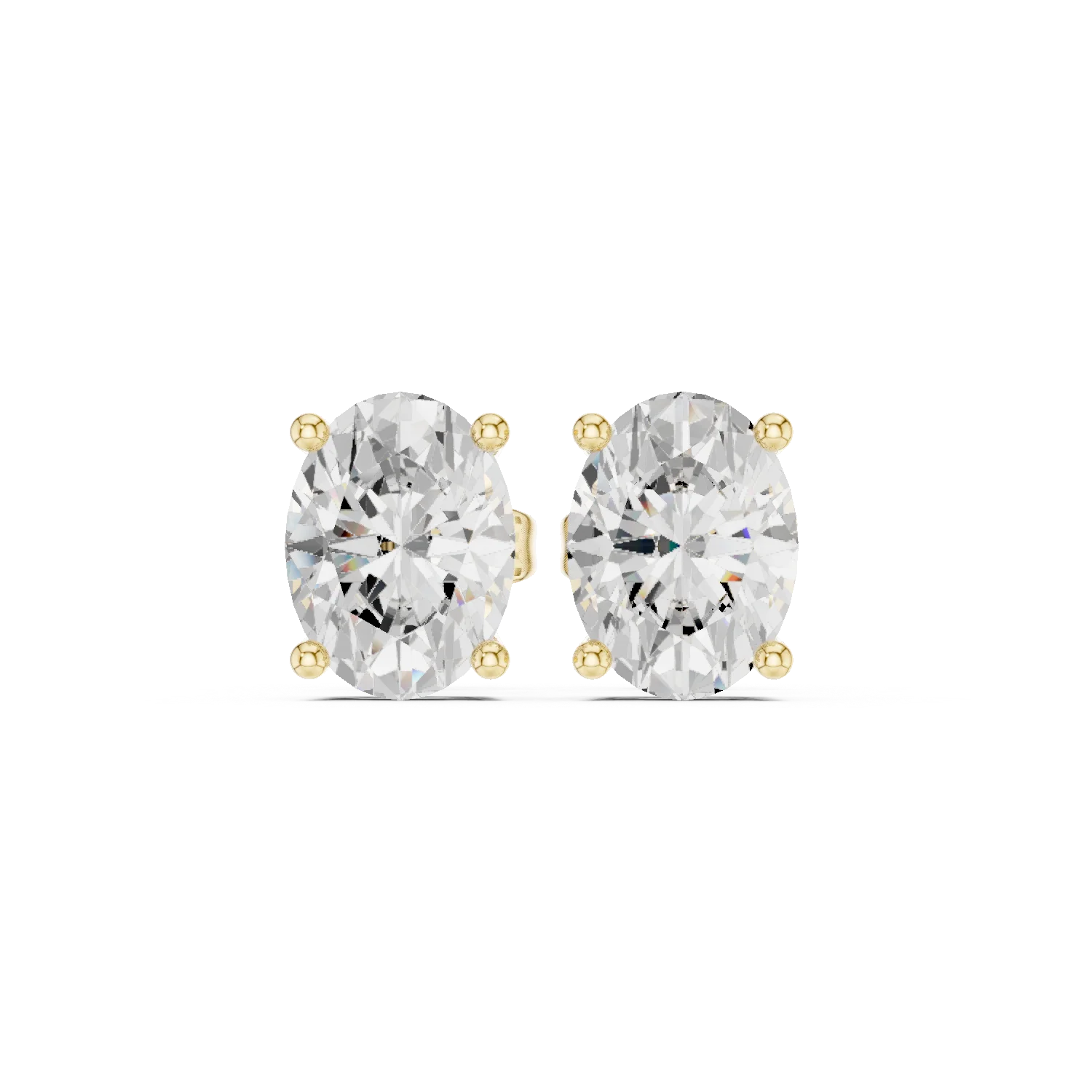 Oval cut lab grown diamond stud earrings in yellow gold by Diamonds for Everyone Australia