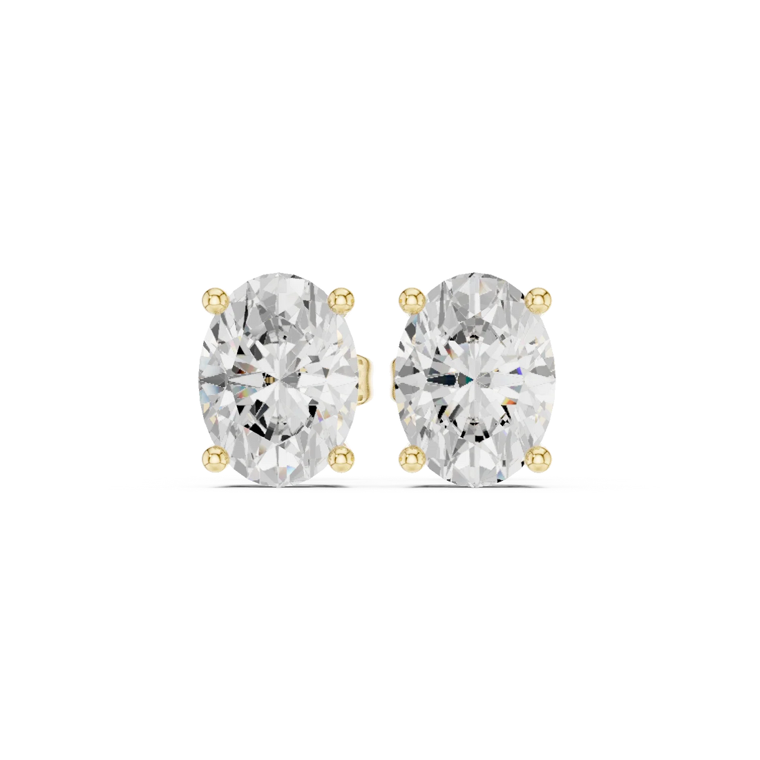 Oval cut lab grown diamond stud earrings in yellow gold by Diamonds for Everyone Australia