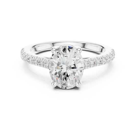 Lab-grown oval diamond pavé band ring in white gold