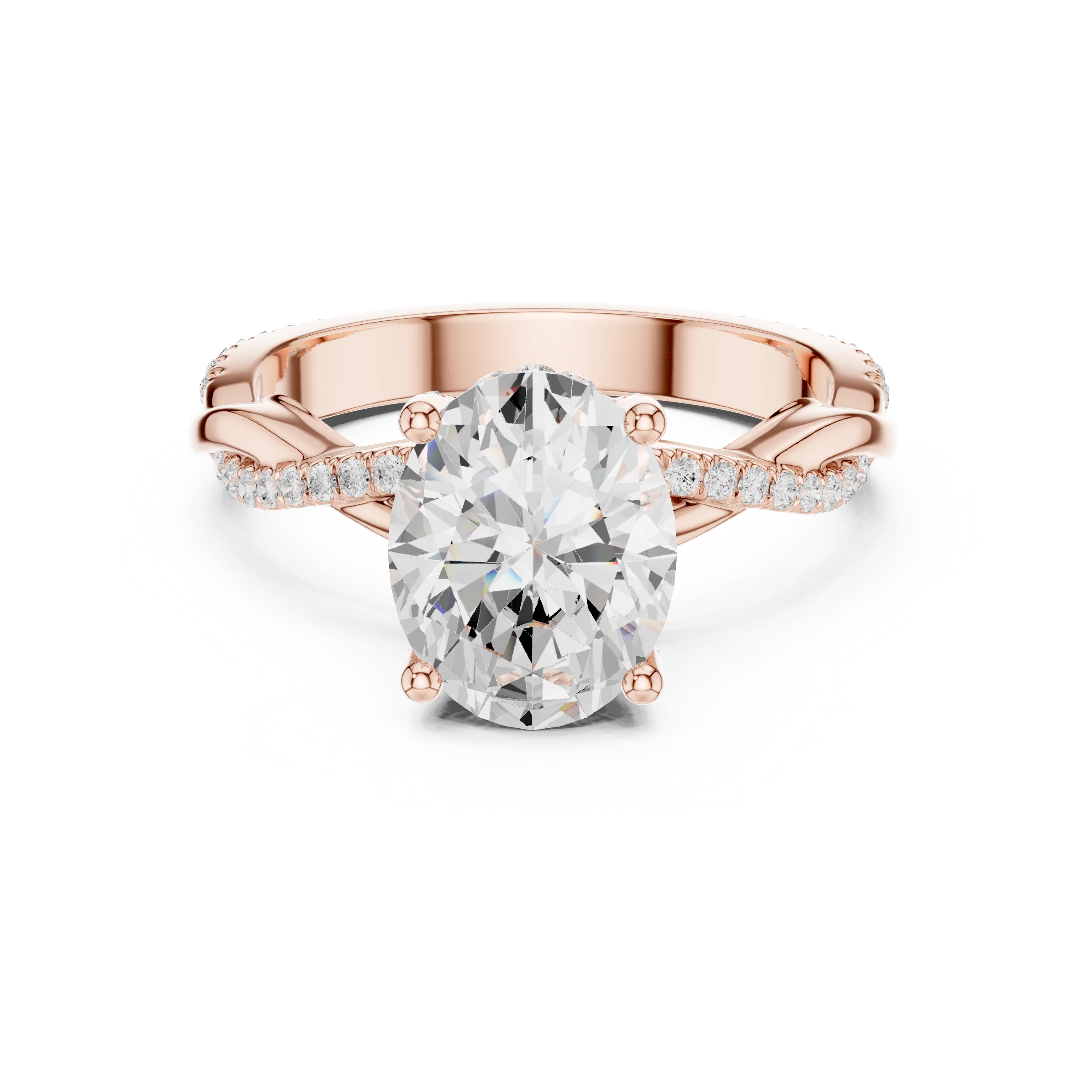 Oval diamond ring in rose gold with twisted vine pave band and lab-grown diamond – Australia