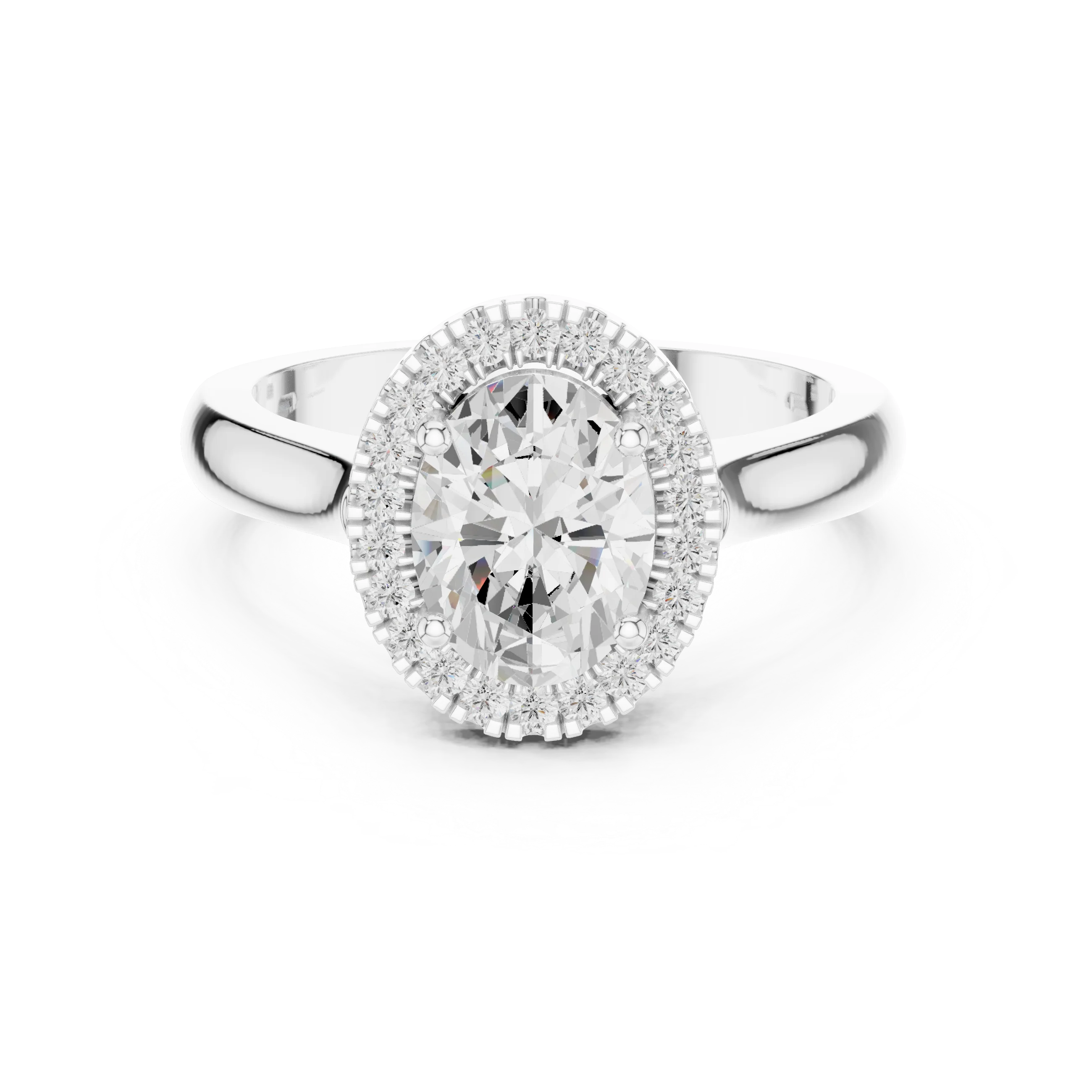 Oval cut halo ring with lab-grown diamond in white gold, elegant and timeless design, Australia collection