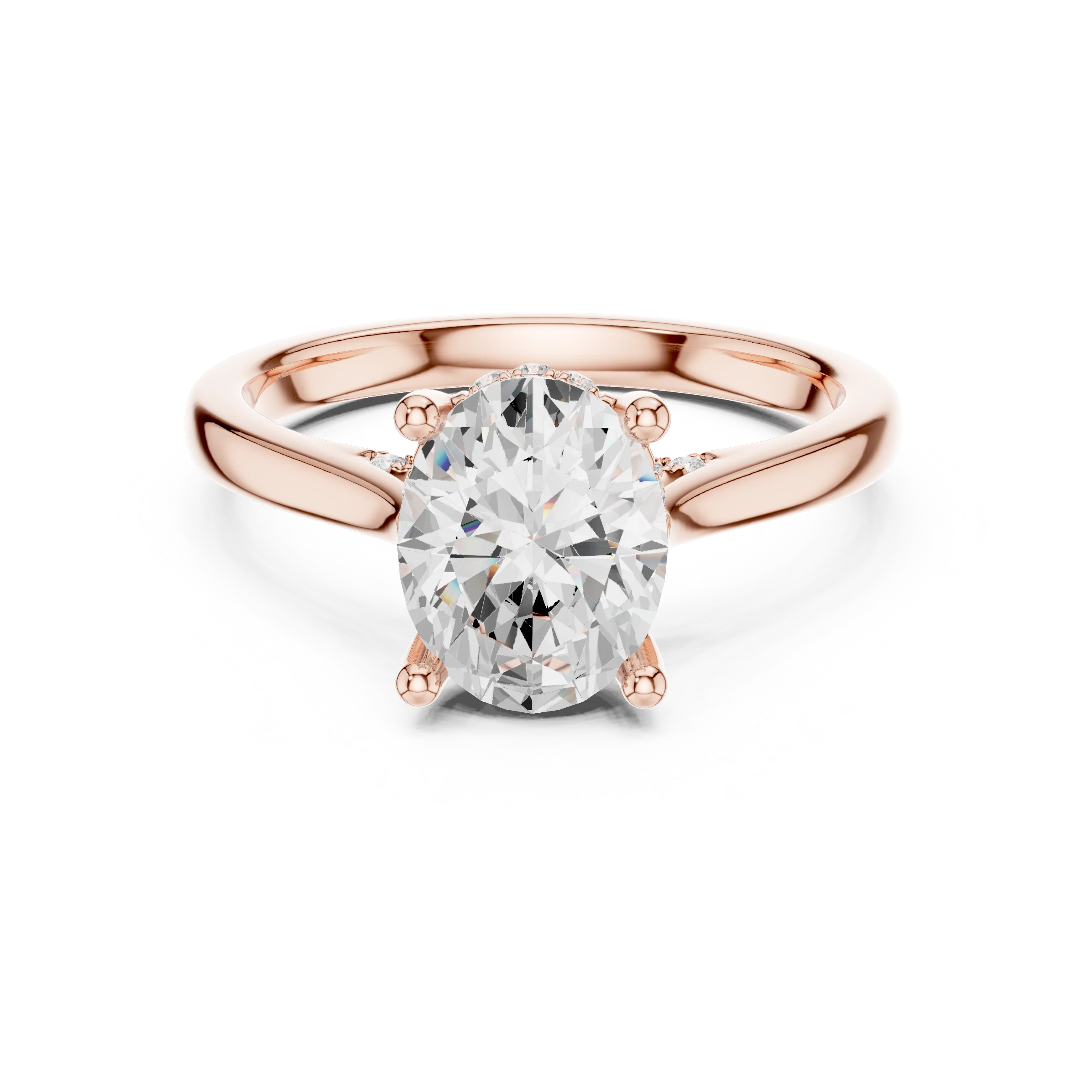 Oval solitaire ring in rose gold with plain domed band and lab-grown diamond – Australia