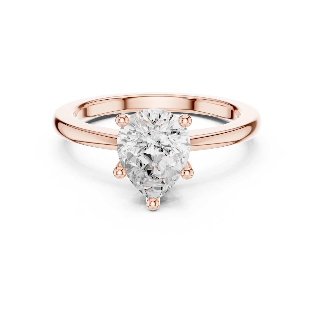 Pear Elegance Solitaire Diamond Ring in Rose Gold with Pear Cut Diamond