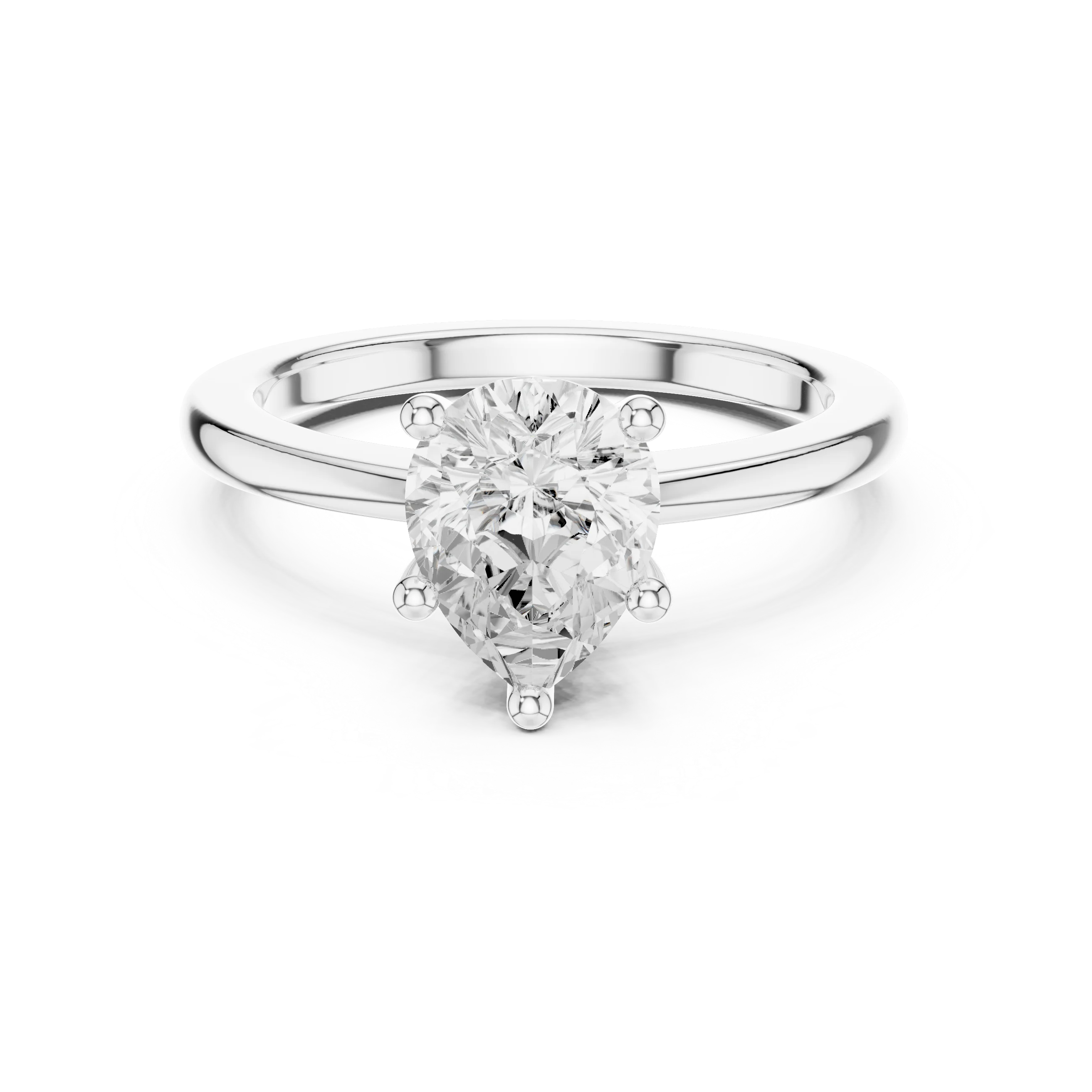 Pear Elegance Solitaire Diamond Ring in White Gold with Pear Cut Diamond
