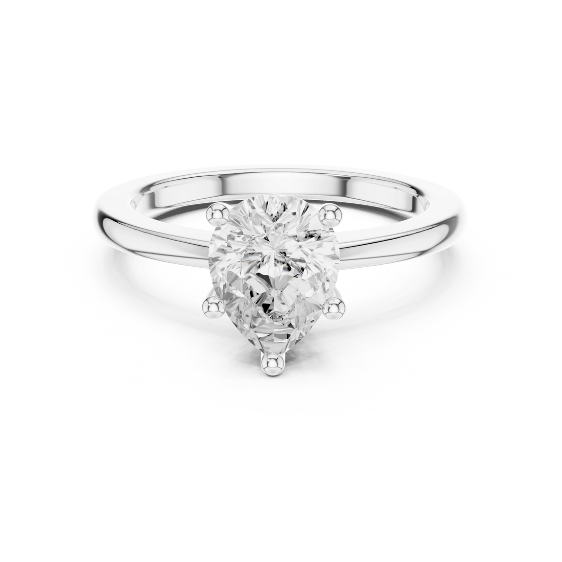 Pear Elegance Solitaire Diamond Ring in White Gold with Pear Cut Diamond
