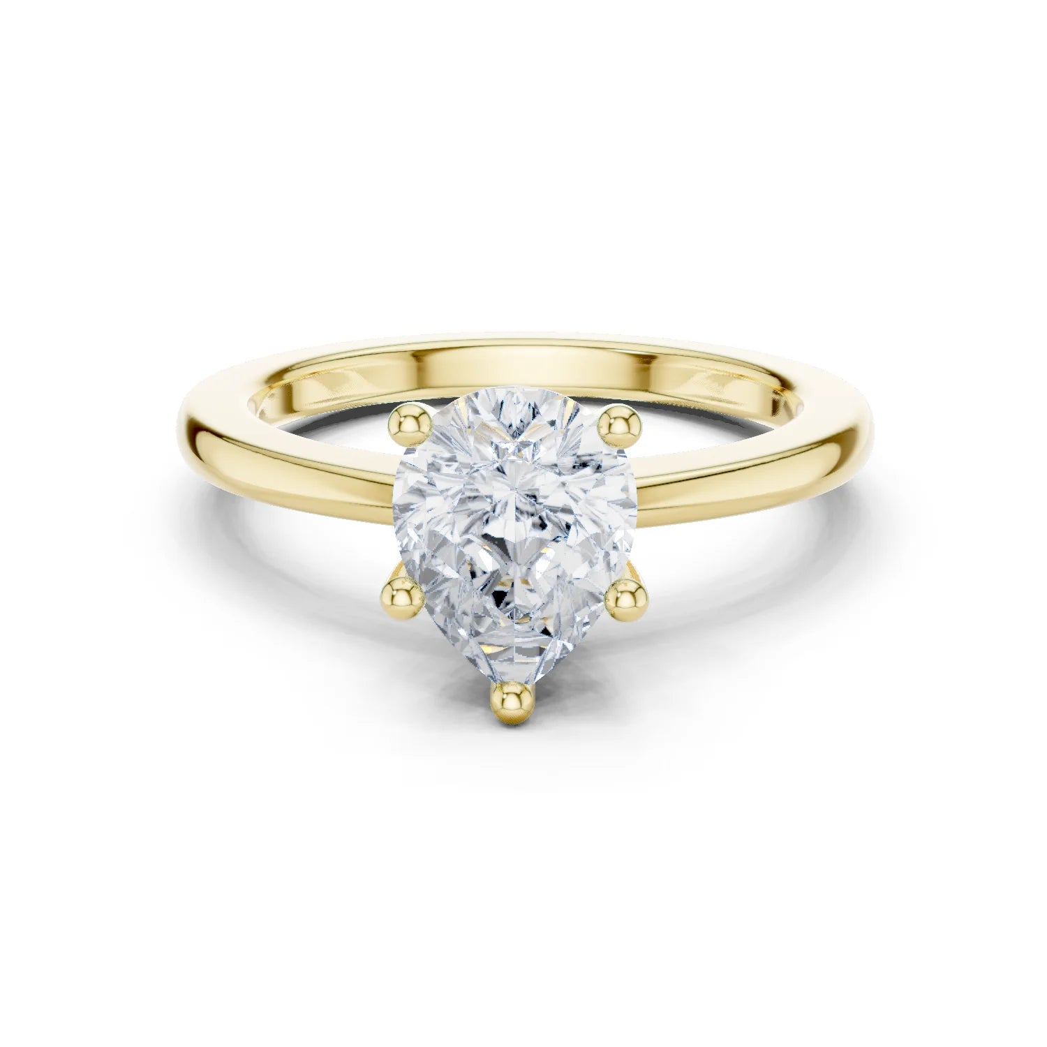 Pear Elegance Solitaire Diamond Ring in Yellow Gold with Pear Cut Diamond