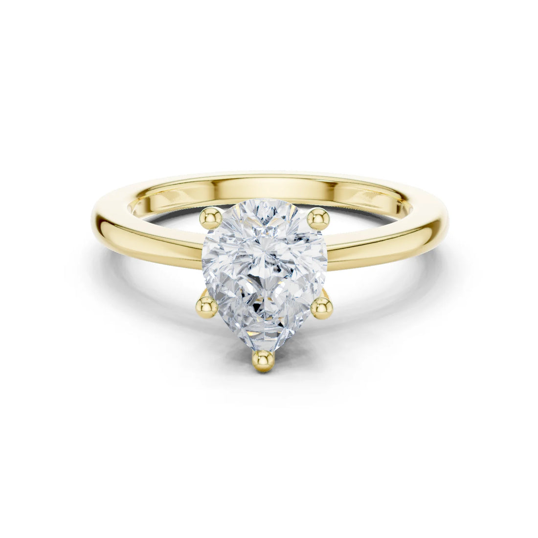 Pear Elegance Solitaire Diamond Ring in Yellow Gold with Pear Cut Diamond