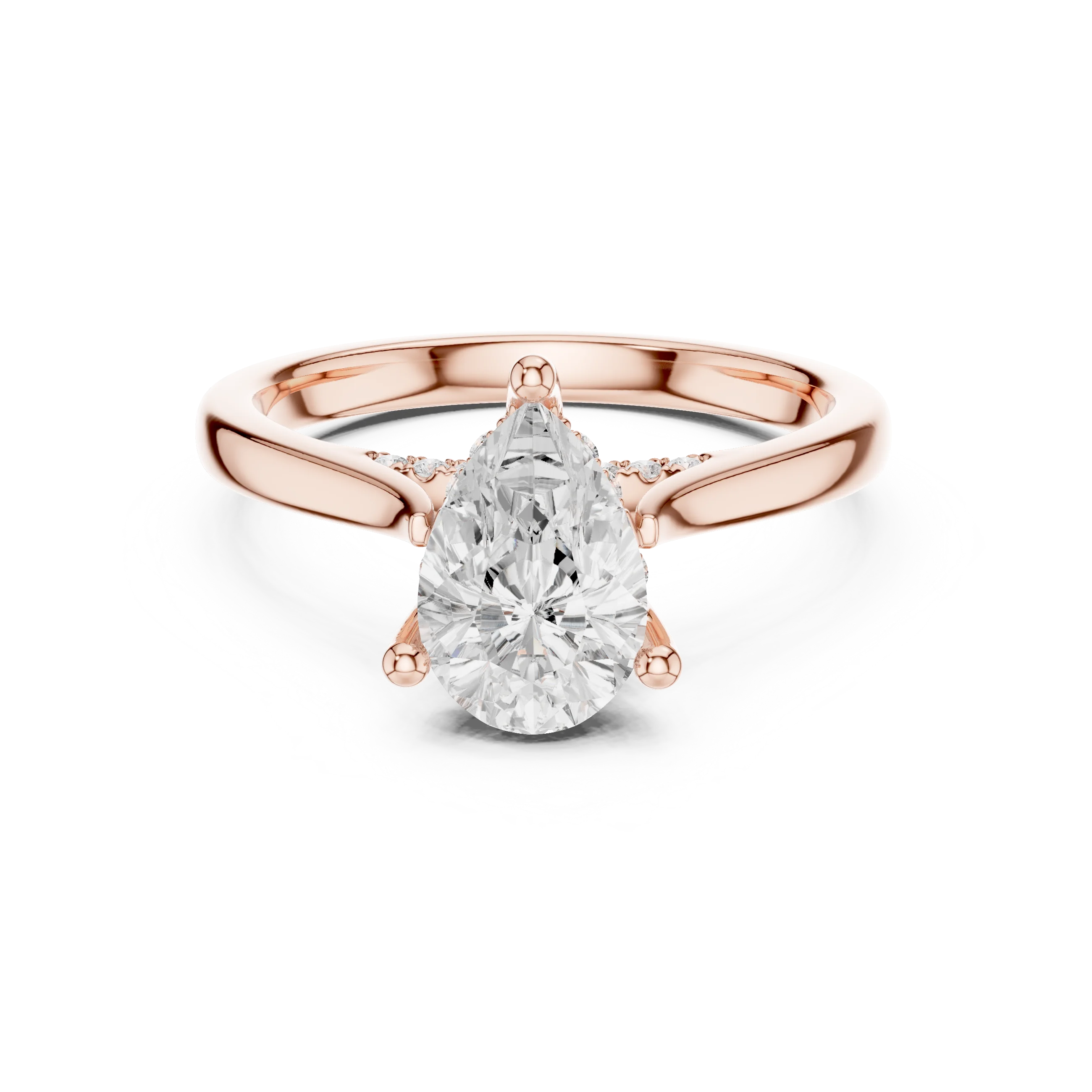 Pear solitaire ring in rose gold with plain domed band and lab-grown diamond – Australia