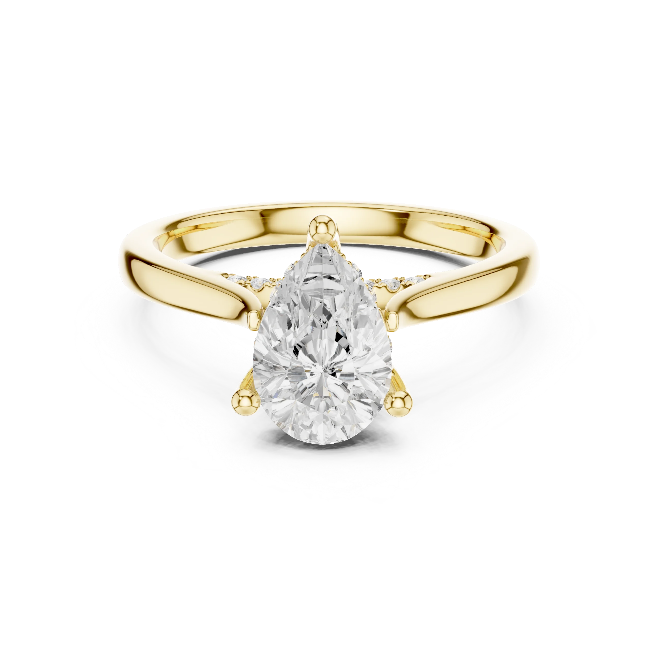 Pear solitaire ring in yellow gold with plain domed band and lab-grown diamond – Australia