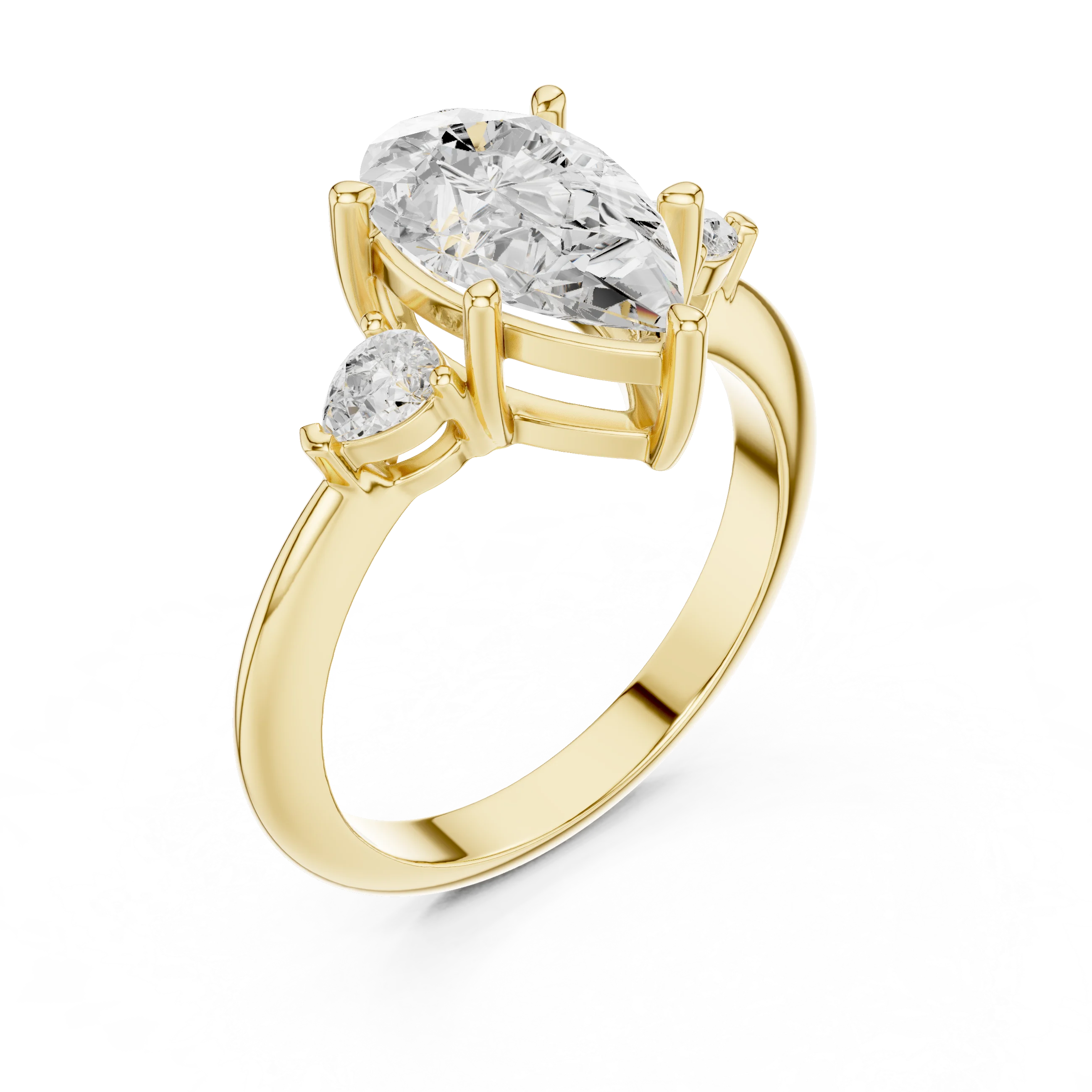 Isla Graceful Pear Diamond Three-Stone Ring