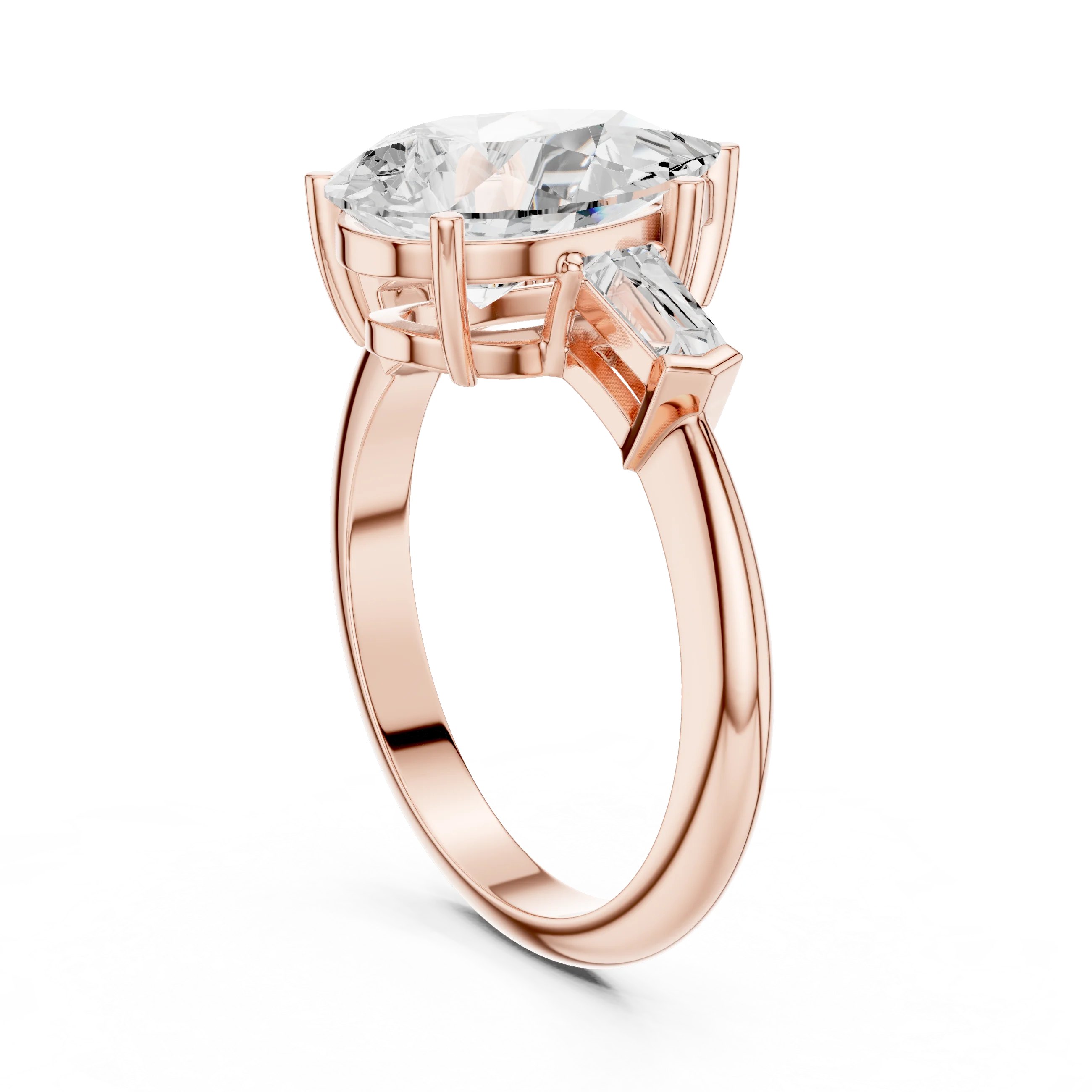 Lattice Pear Diamond Three-Stone Ring