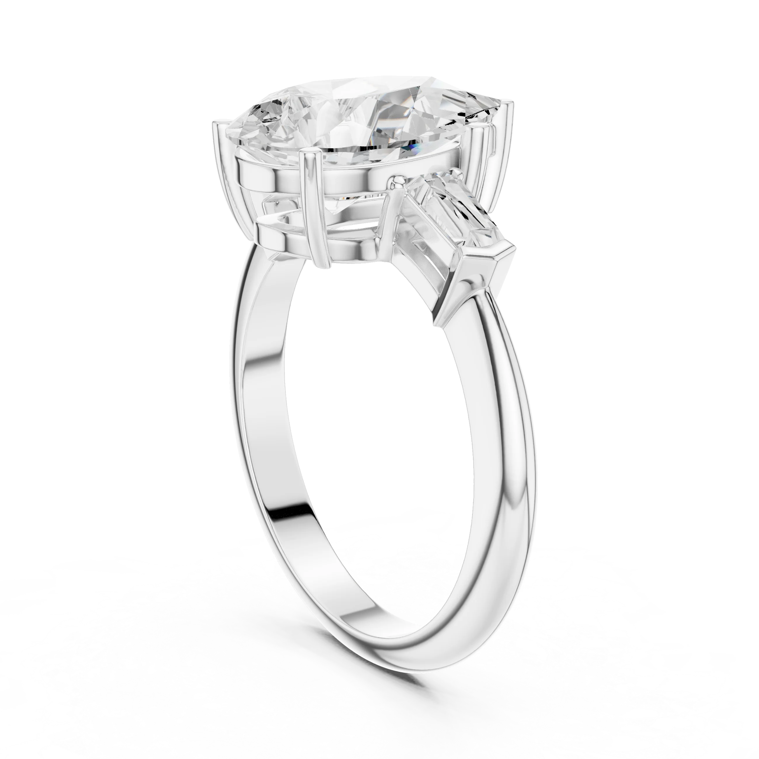 Lattice Pear Diamond Three-Stone Ring