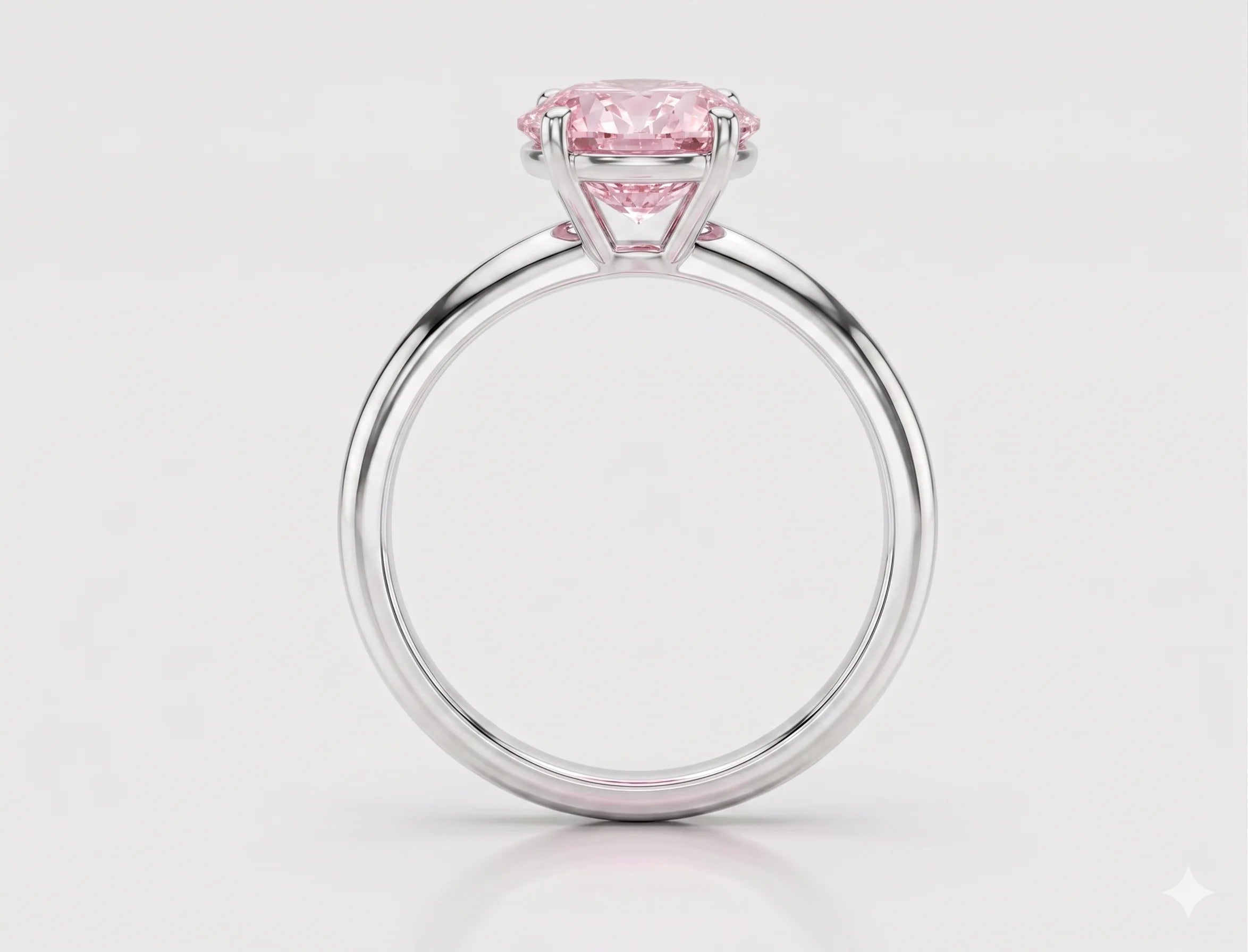 Back view of white gold pink oval cut diamond solitaire engagement ring with lab-grown diamond – Australia

