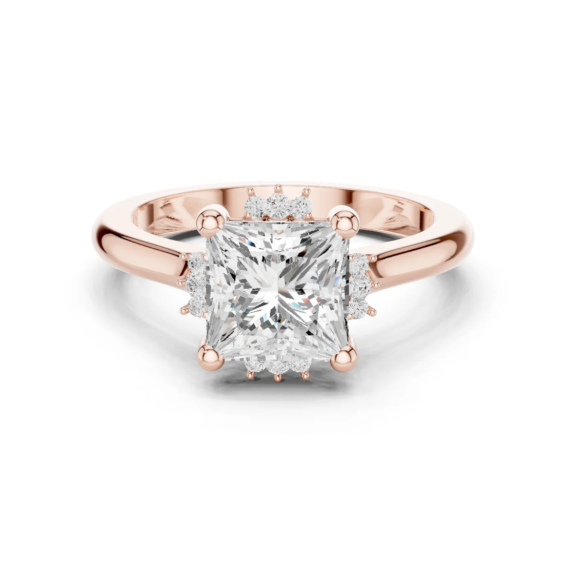 Princess cluster ring in rose gold with lab-grown diamond – Australia