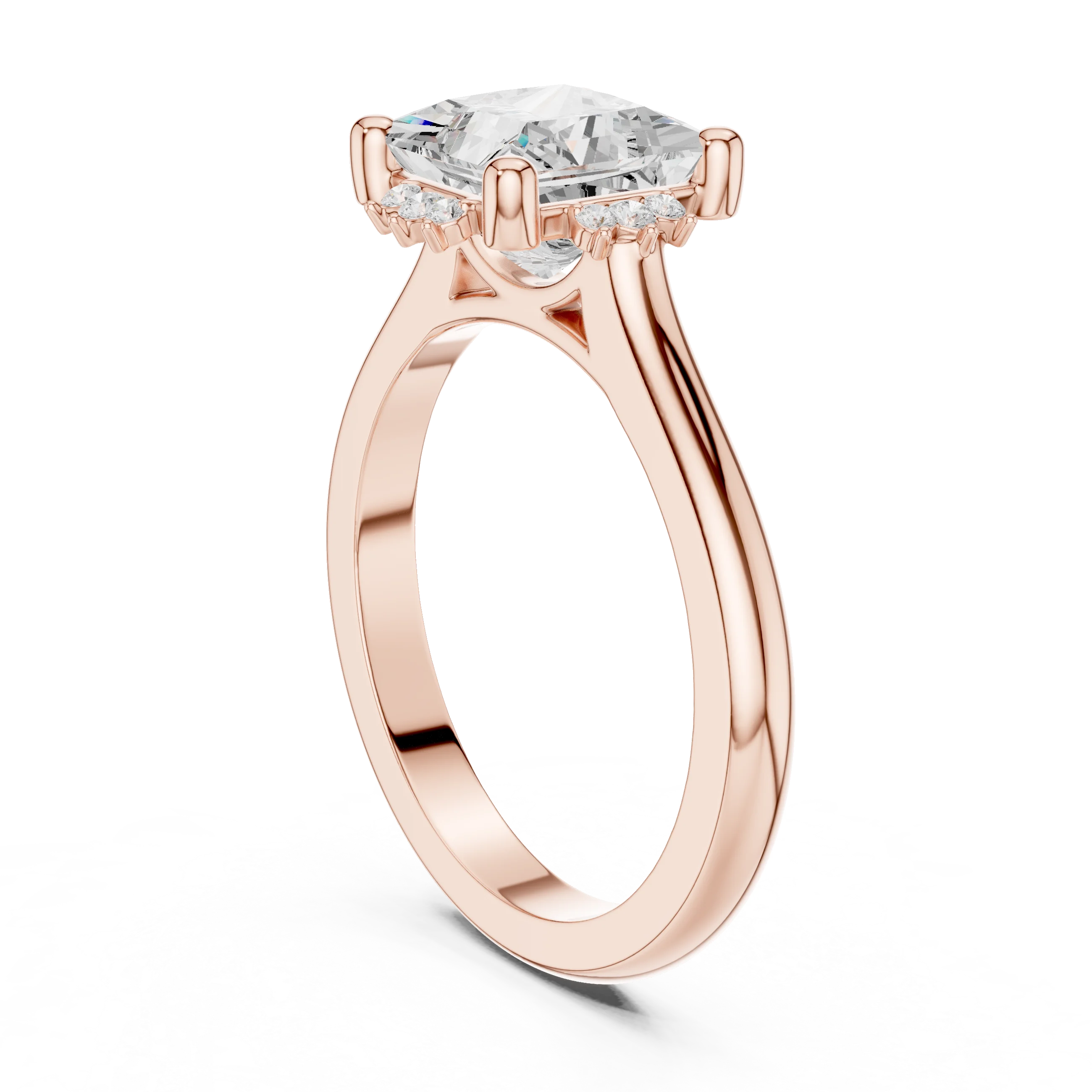 Back side view of rose gold princess cluster ring with lab-grown diamond – Australia
