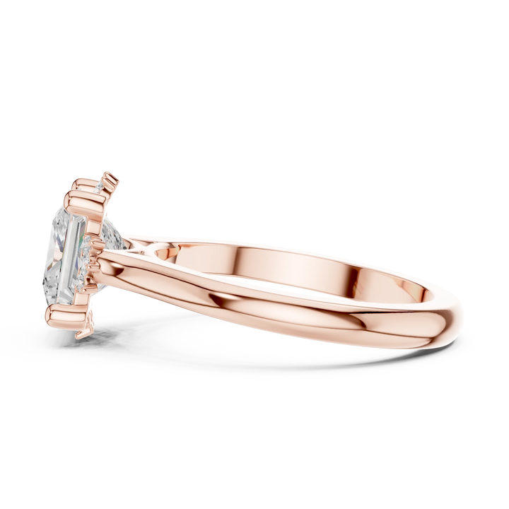Side view of rose gold princess cluster ring with lab-grown diamond – Australia