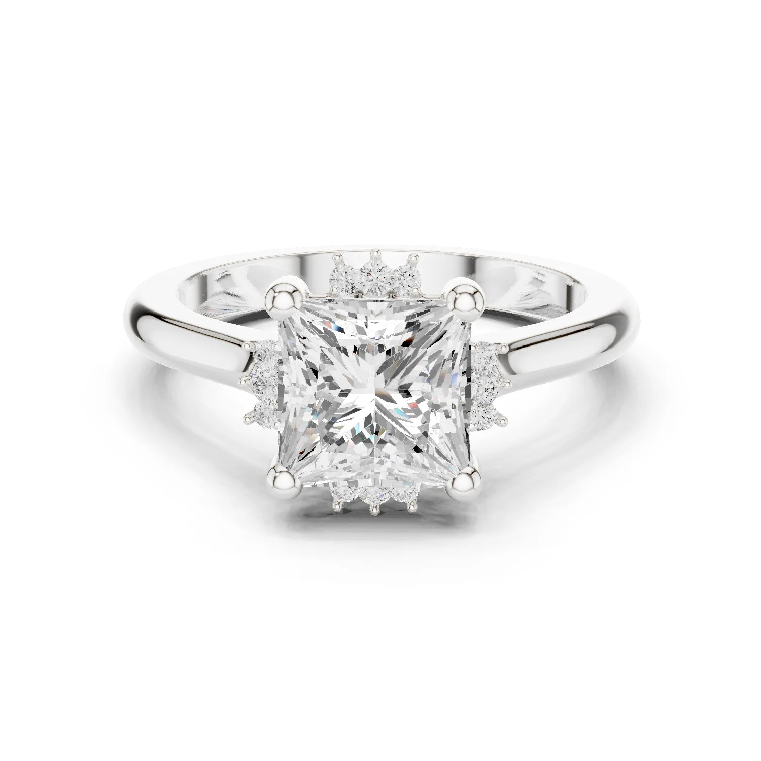Princess cluster ring in white gold with lab-grown diamond – Australia