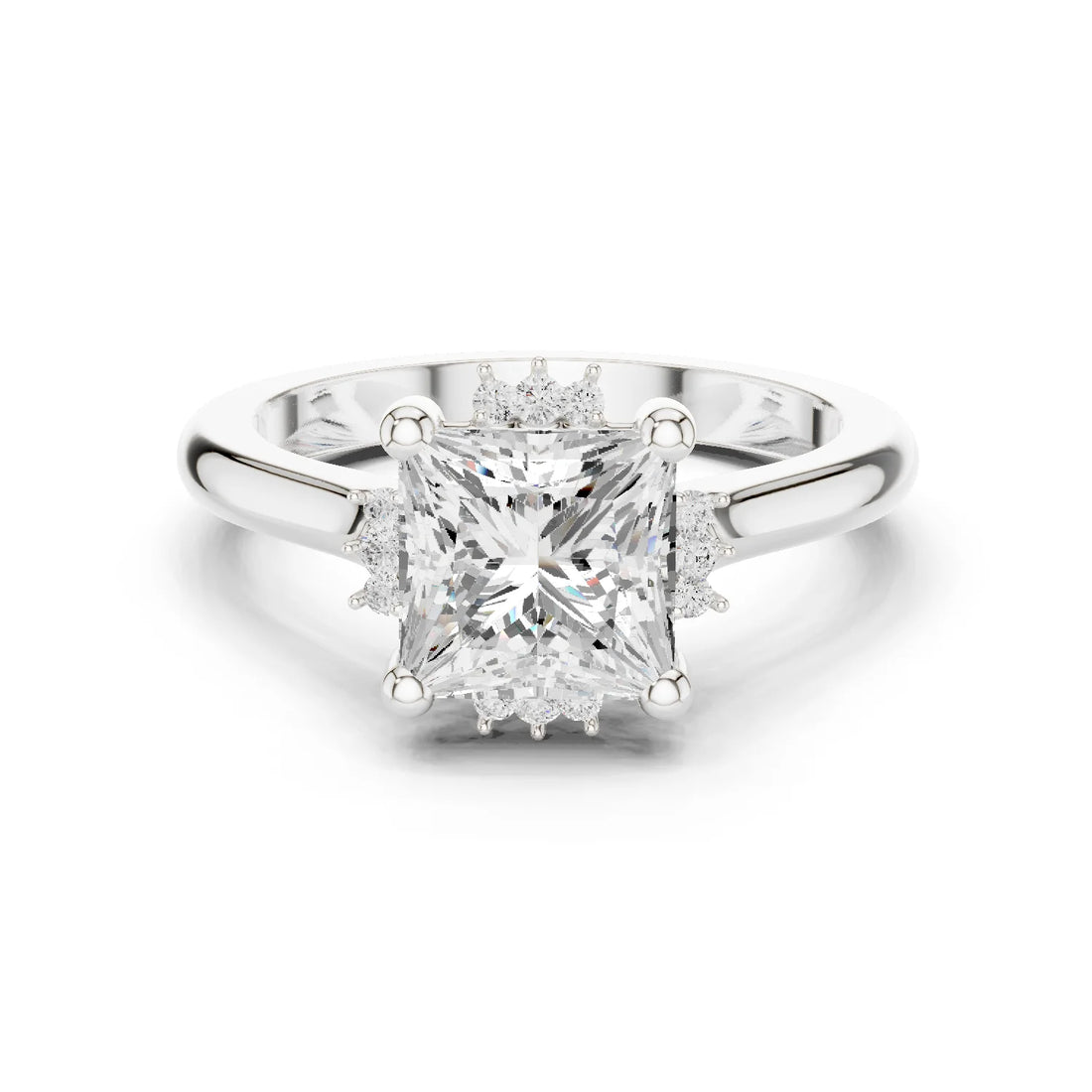 Princess cluster ring in white gold with lab-grown diamond – Australia