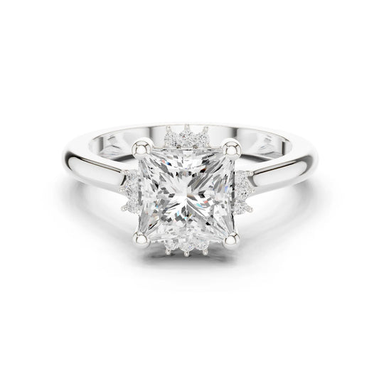 Princess cluster ring in white gold with lab-grown diamond – Australia