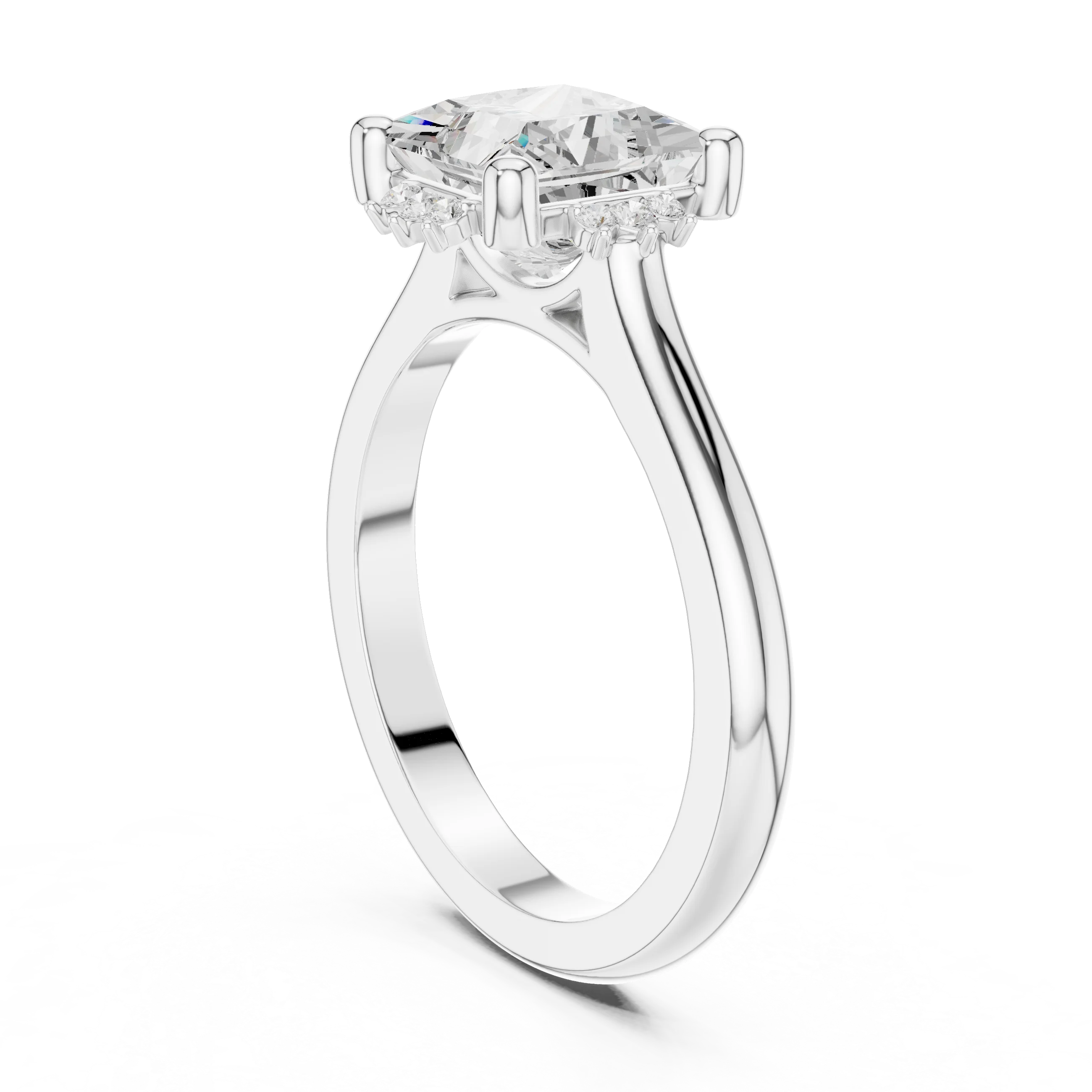 Back side view of white gold princess cluster ring with lab-grown diamond – Australia