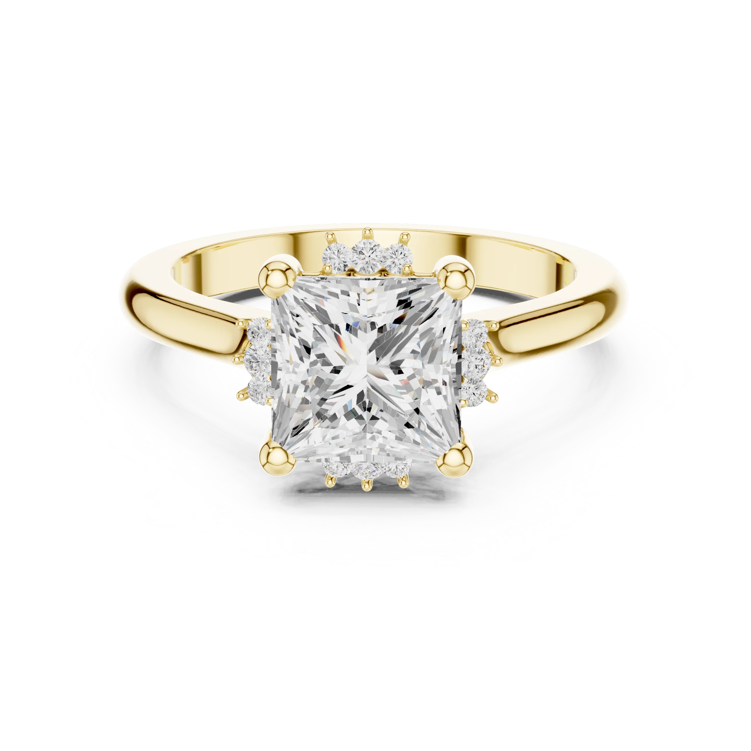 Princess cluster ring in yellow gold with lab-grown diamond – Australia
