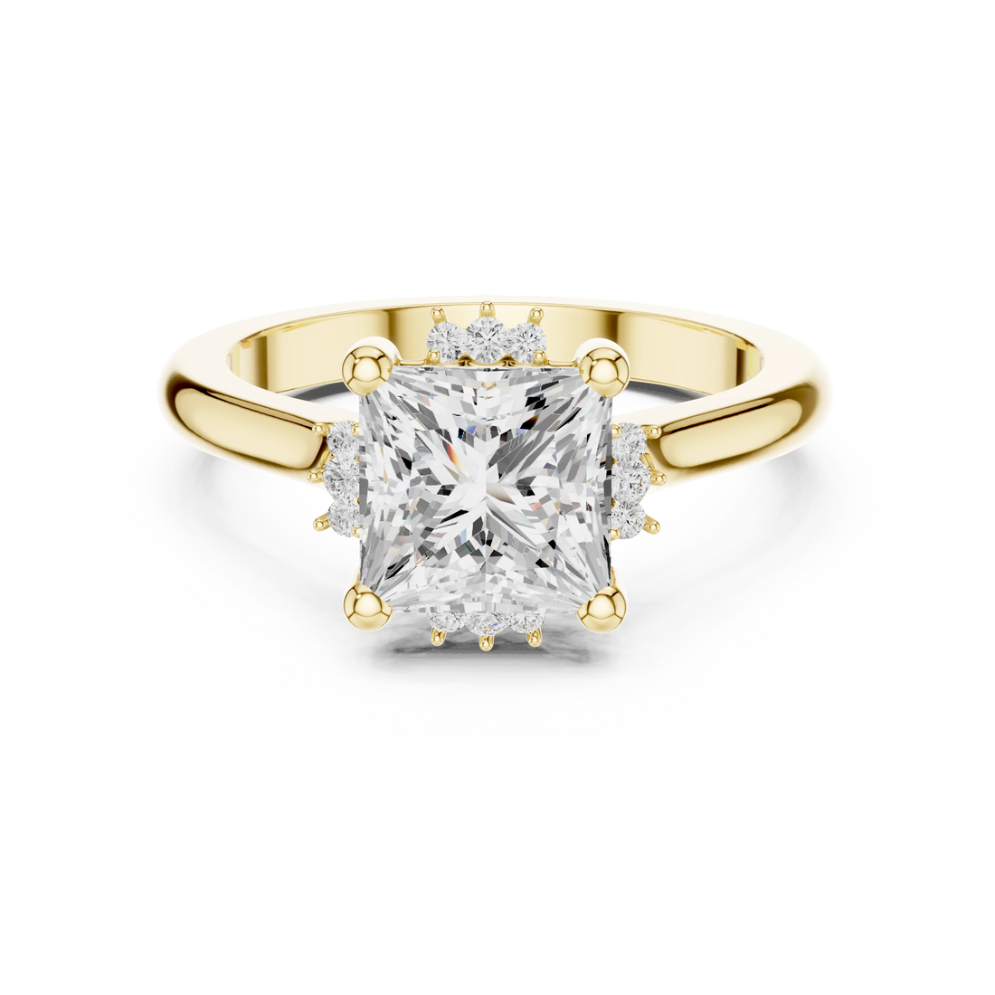 Princess cluster ring in yellow gold with lab-grown diamond – Australia