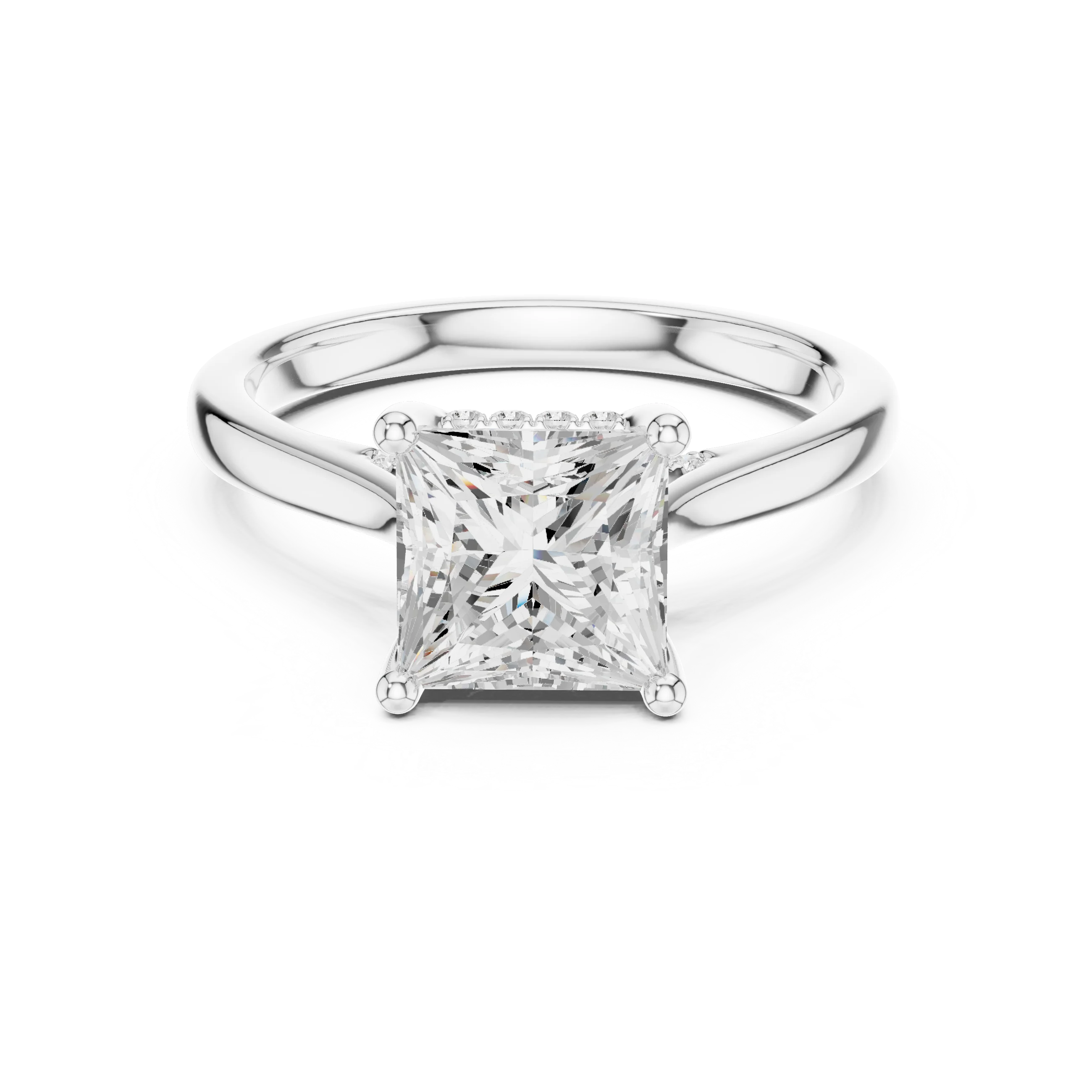Princess solitaire ring in white gold with plain domed band and lab-grown diamond – Australia