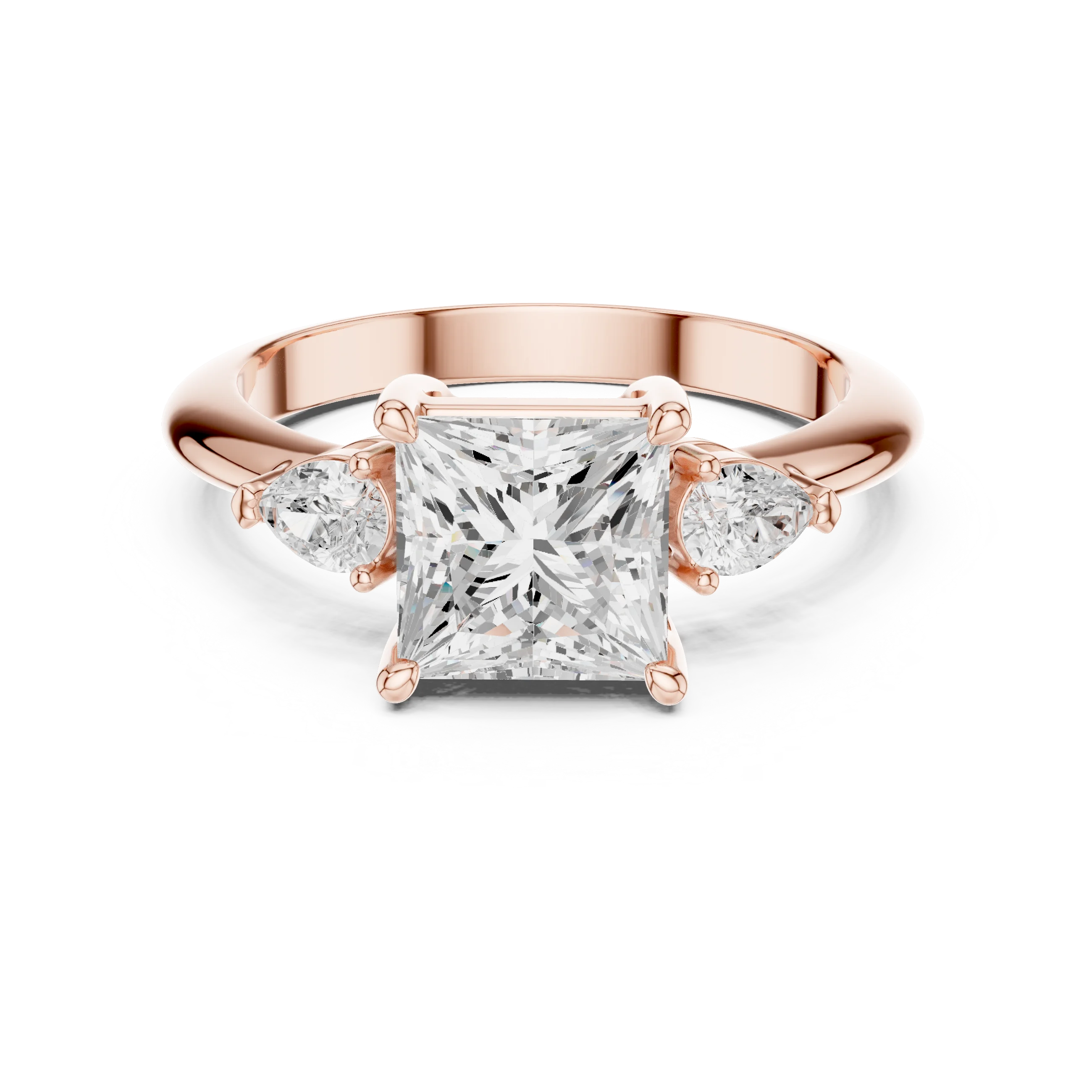 Royale Elegant Princess Diamond Three-Stone Ring
