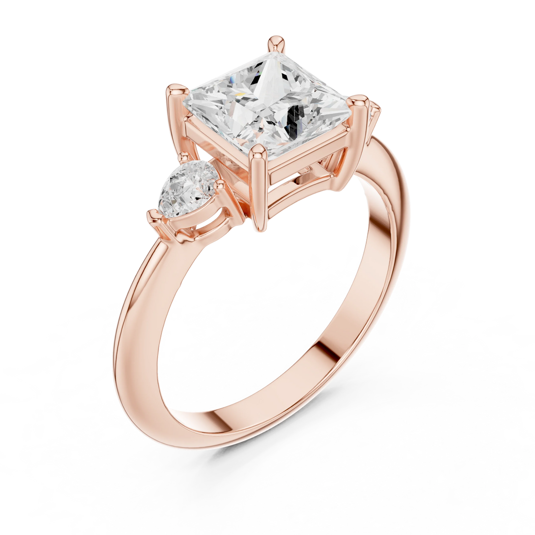 Royale Elegant Princess Diamond Three-Stone Ring