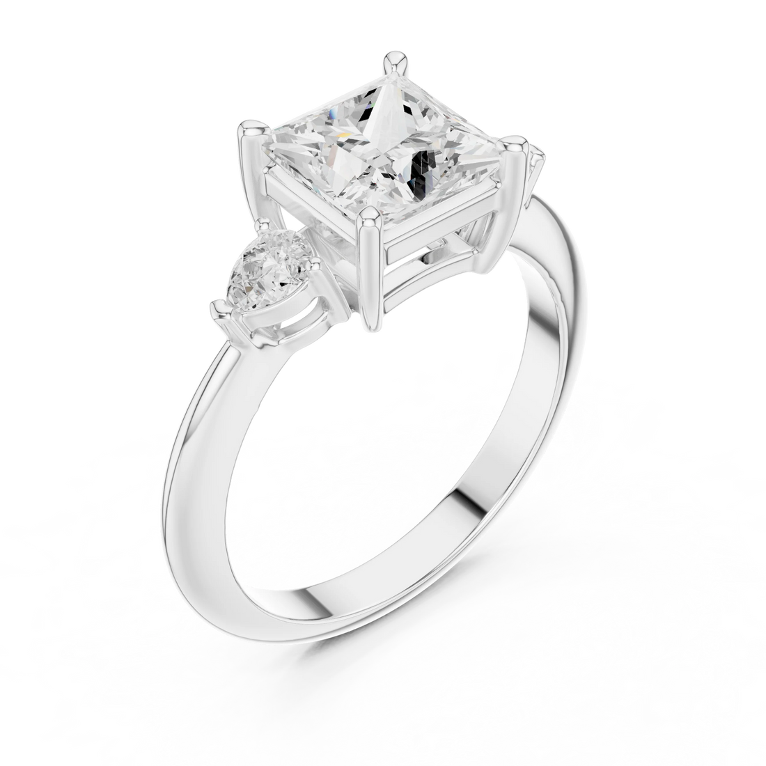 Royale Elegant Princess Diamond Three-Stone Ring