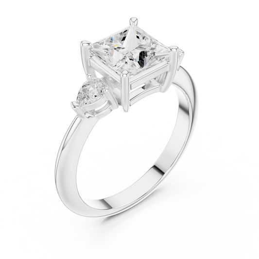 Royale Elegant Princess Diamond Three-Stone Ring